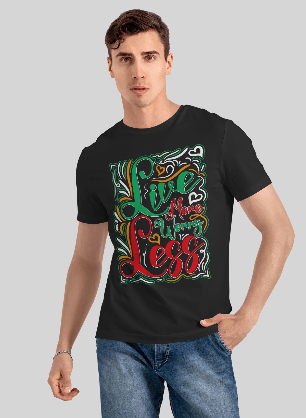 LIVE MORE WORRY LESS CREW NECK T-SHIRT