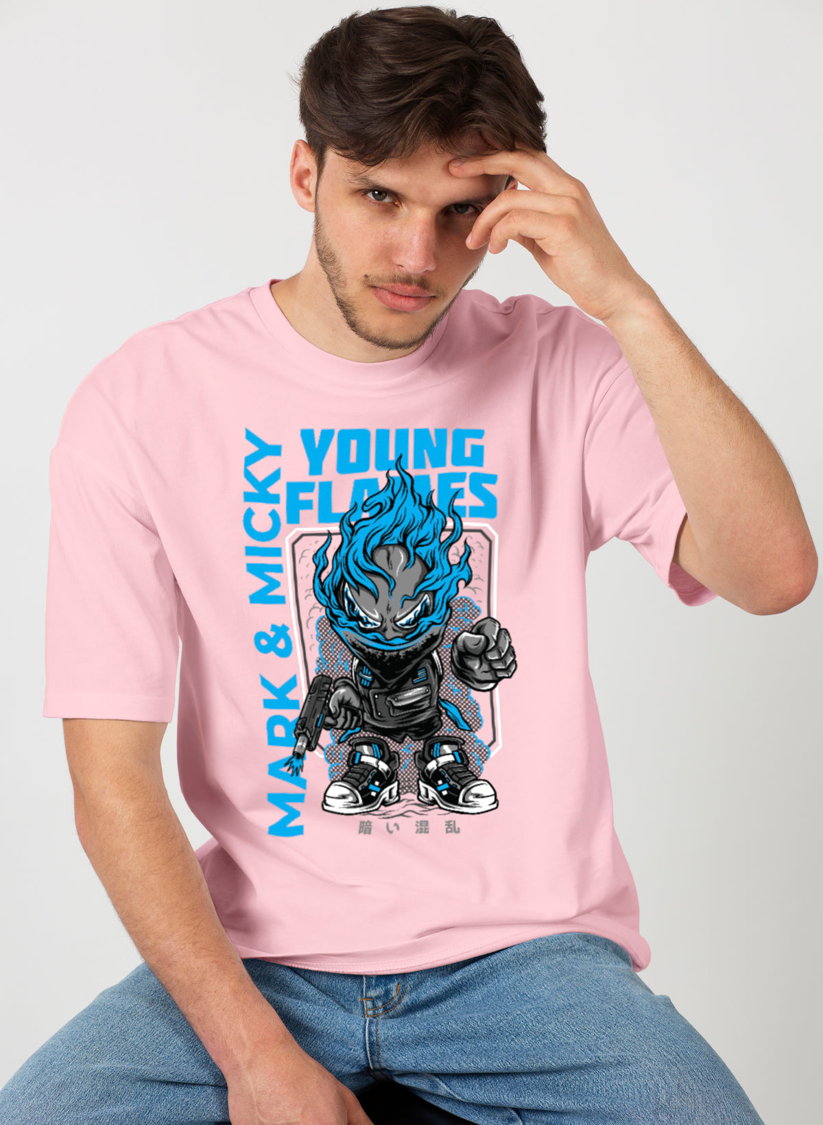 YOUNG FLAMES COTTON OVERSIZED T-SHIRT