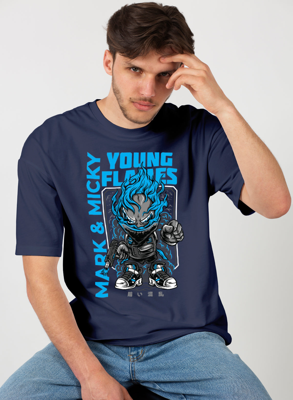 YOUNG FLAMES COTTON OVERSIZED T-SHIRT