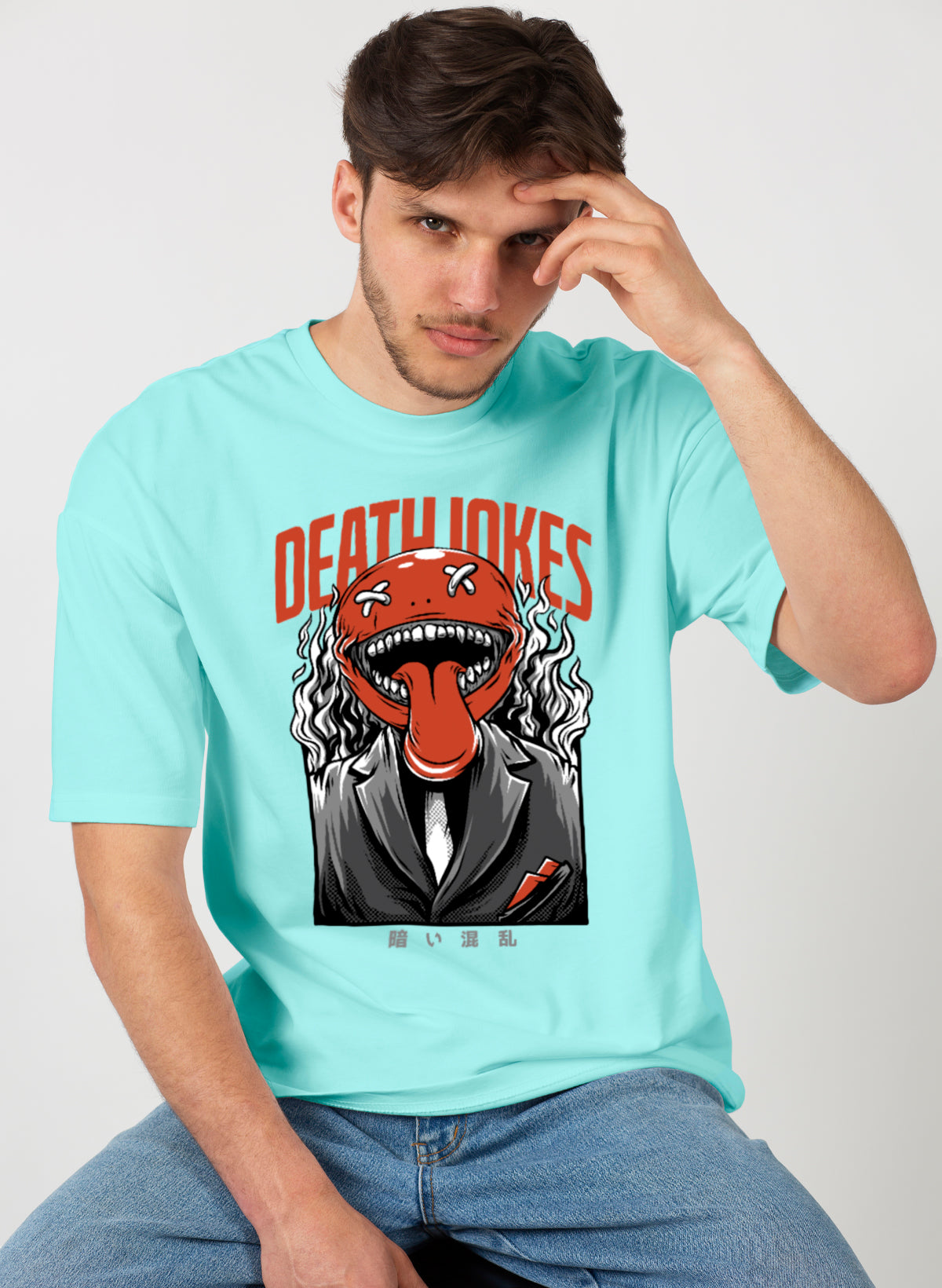 DEATH JOKES COTTON OVERSIZED T-SHIRT