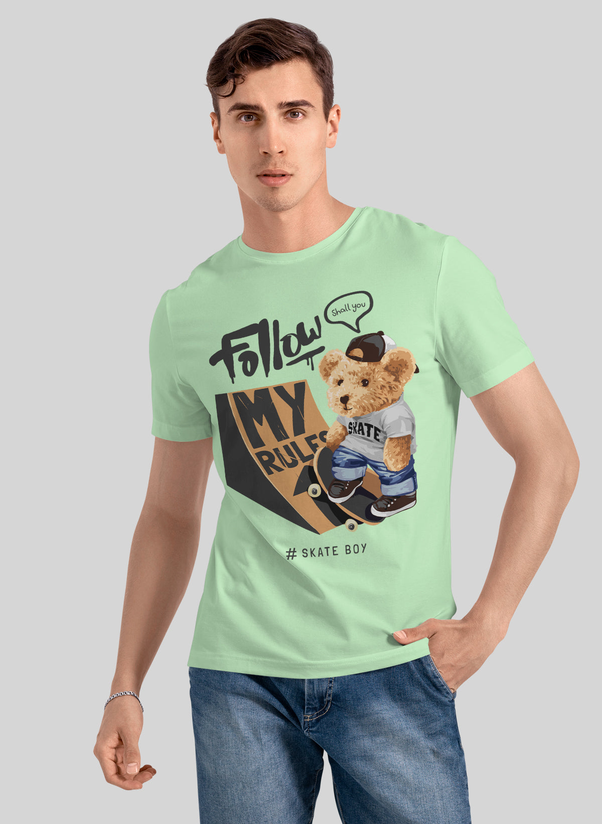 TEDDY SHREDDER FOLLOW MY RULES CREW NECK T-SHIRT