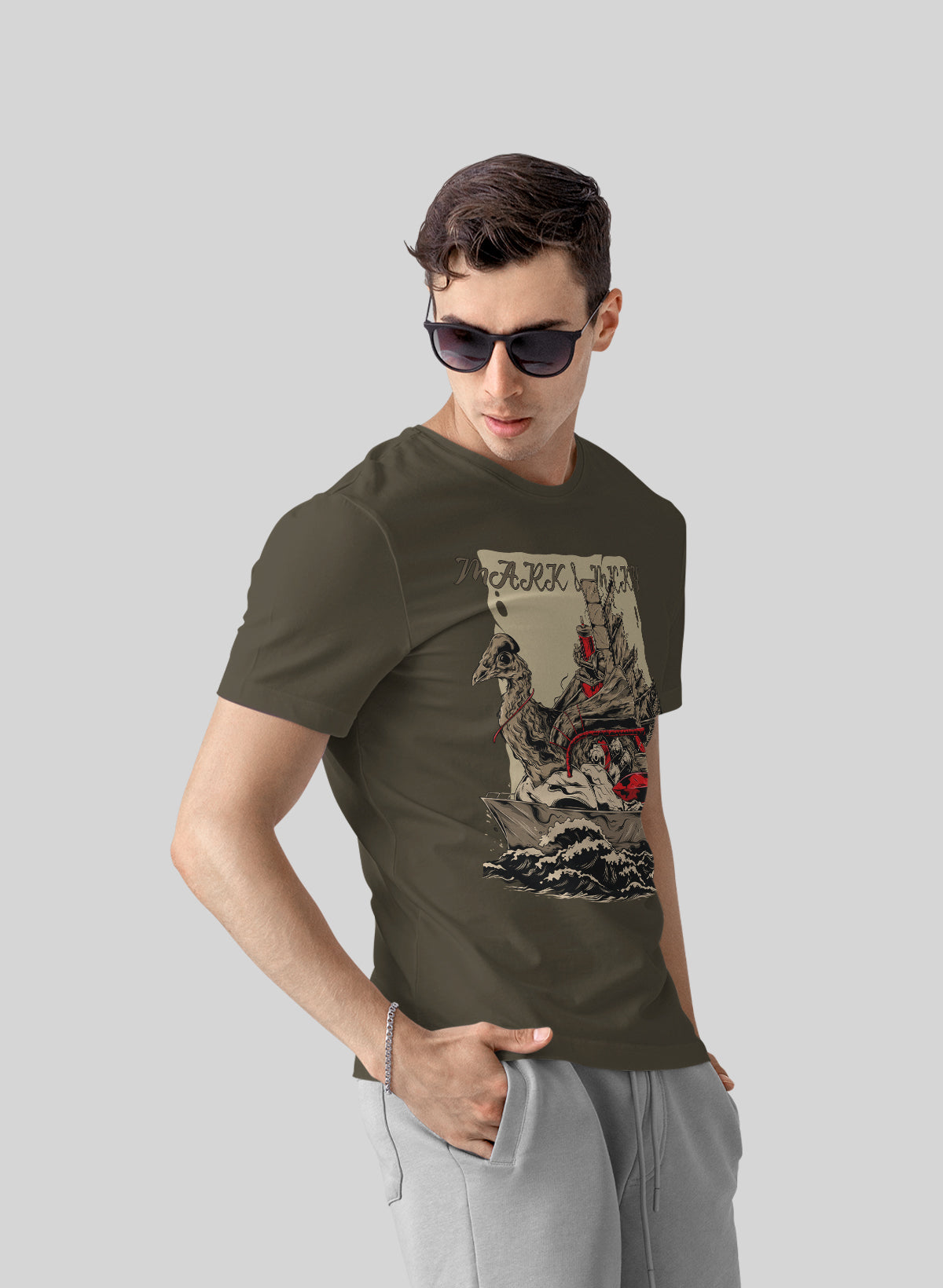 WARSHIP ON THE SEA CREW NECK T-SHIRT