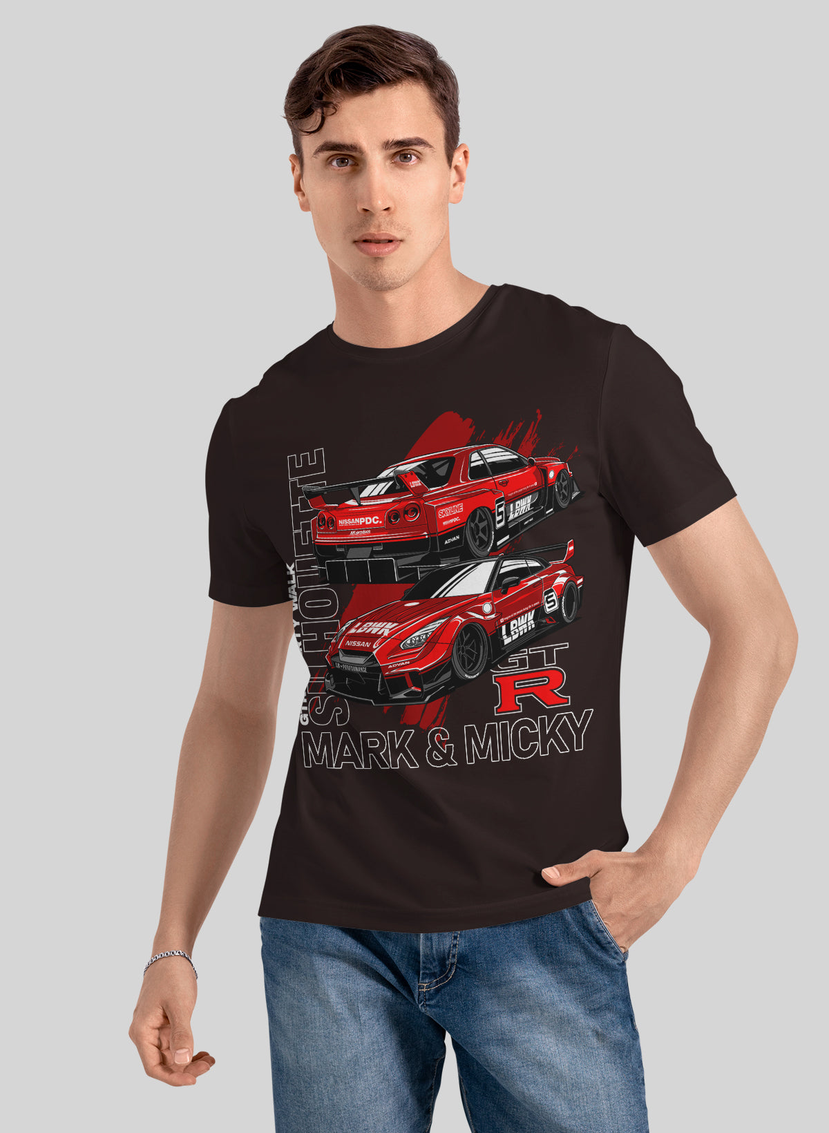 SKYLINE LEGACY GTR EVOLUTION IN RED CREW NECK T-SHIRT