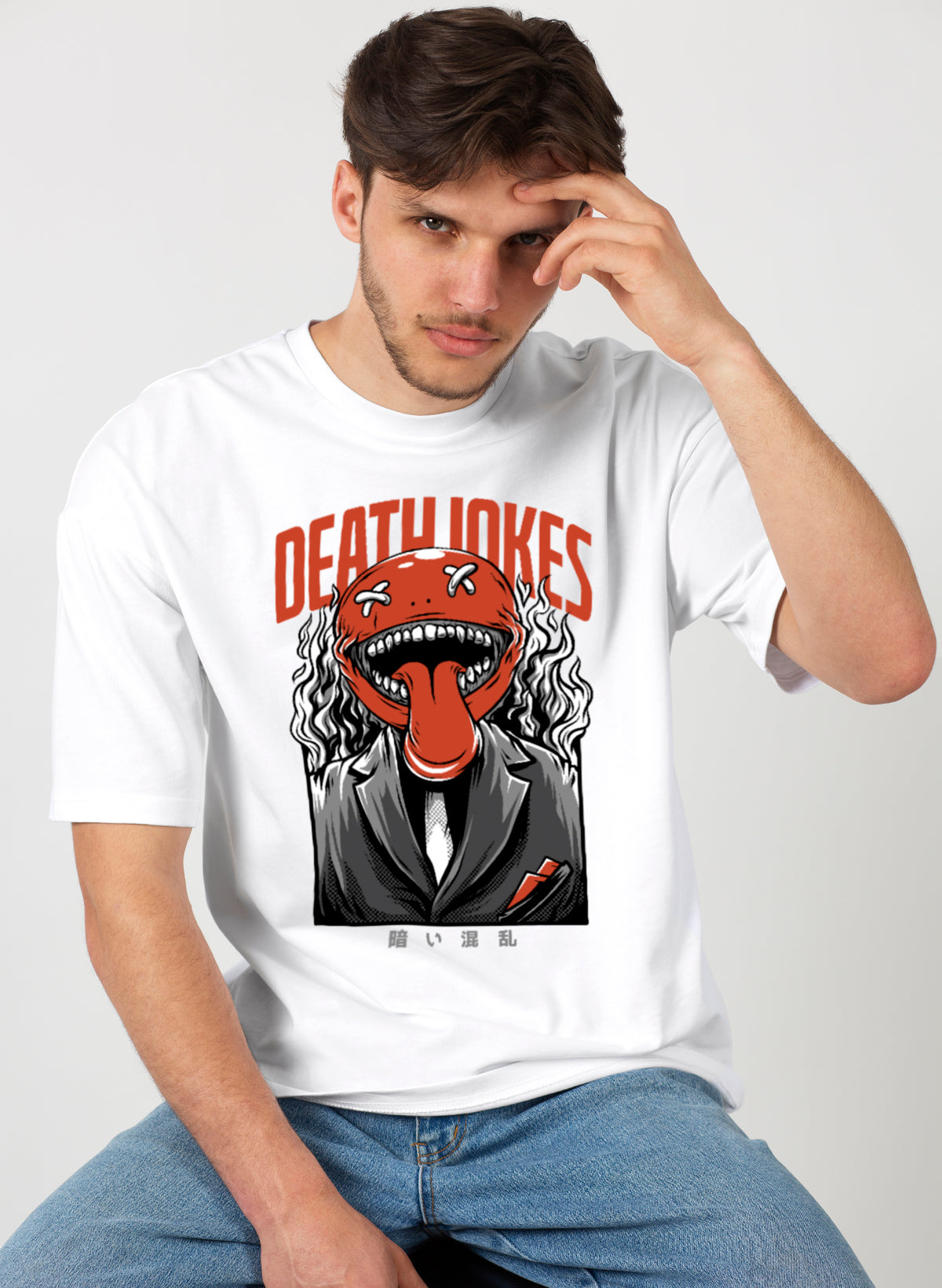 DEATH JOKES COTTON OVERSIZED T-SHIRT