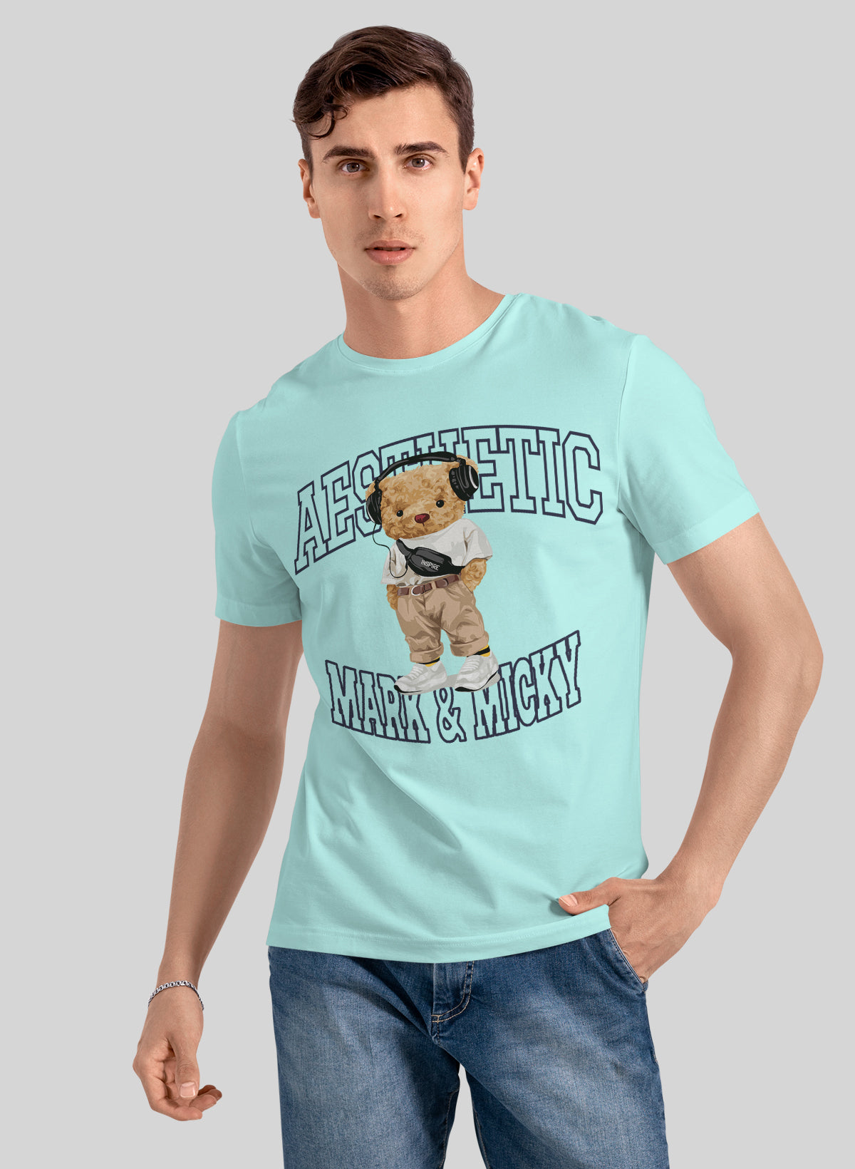 ASTHETIC TEDDY VIBES CREW NECK T-SHIRT