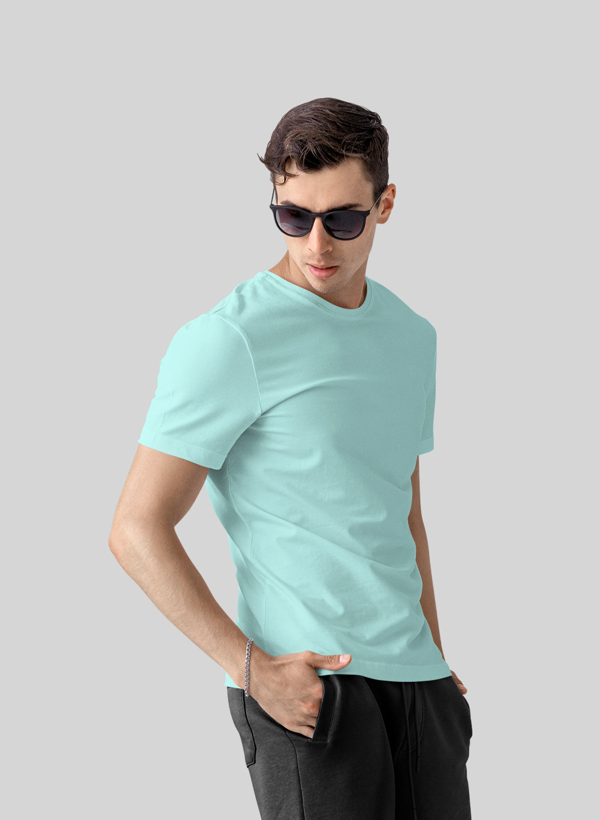 MINT COTTON CREW NECK SOLID T-SHIRT