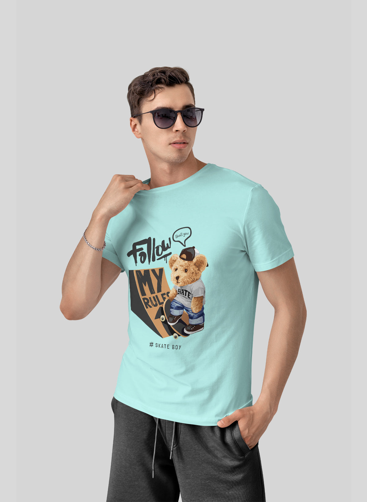 TEDDY SHREDDER FOLLOW MY RULES CREW NECK T-SHIRT