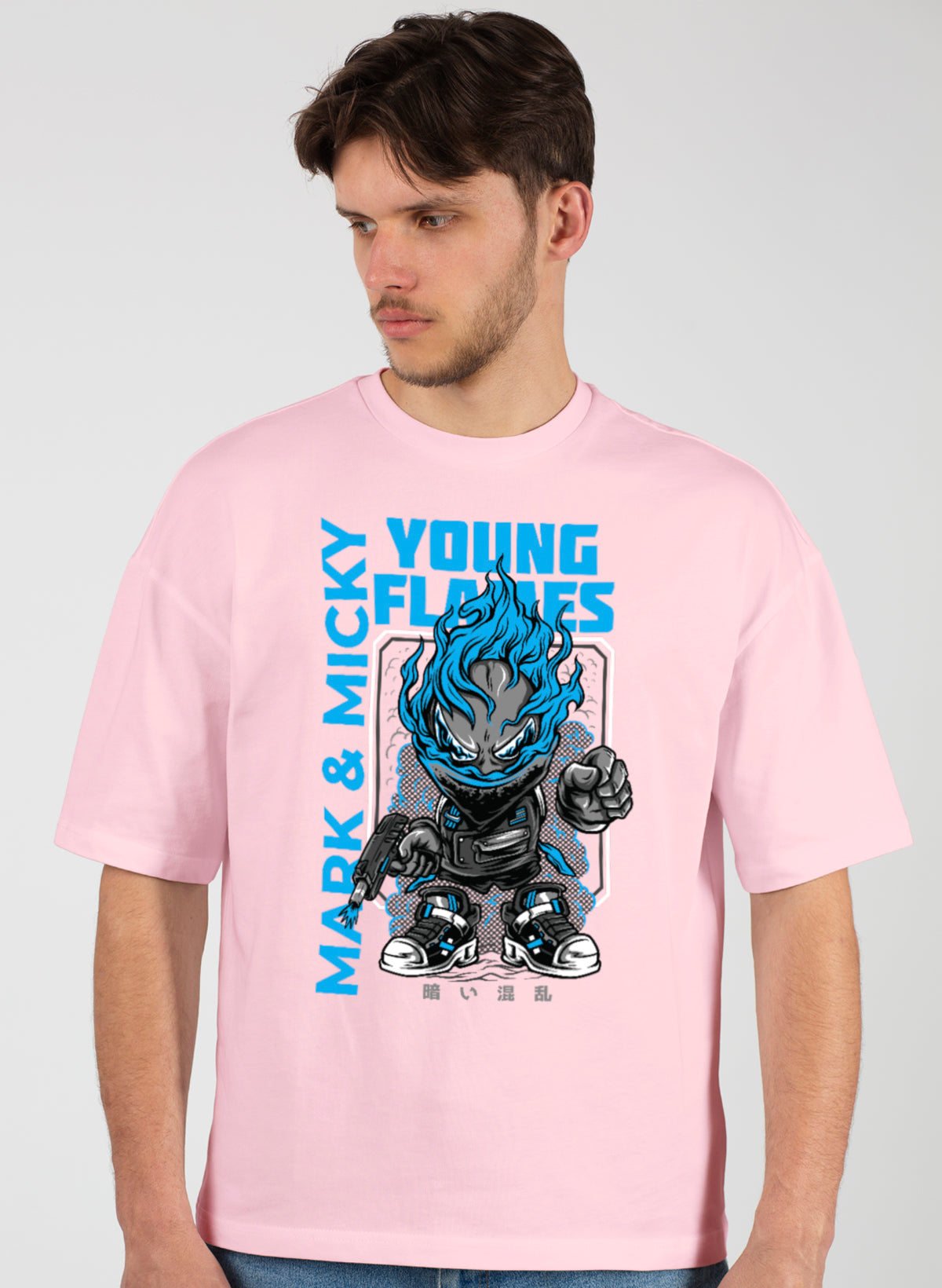 YOUNG FLAMES COTTON OVERSIZED T-SHIRT