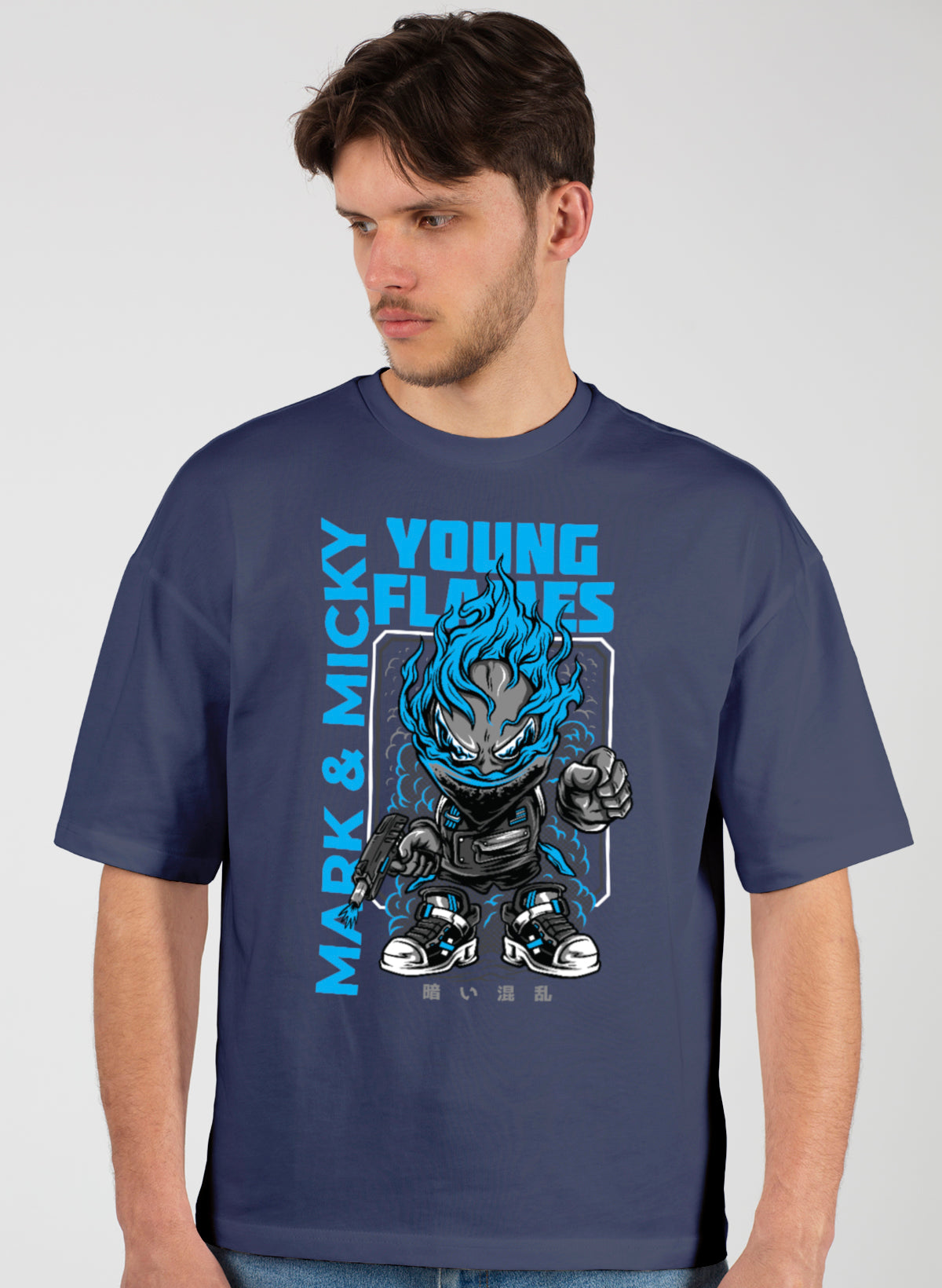 YOUNG FLAMES COTTON OVERSIZED T-SHIRT