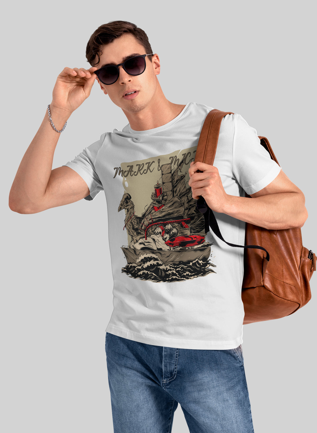 WARSHIP ON THE SEA CREW NECK T-SHIRT