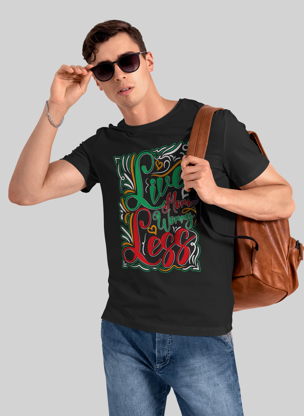 LIVE MORE WORRY LESS CREW NECK T-SHIRT