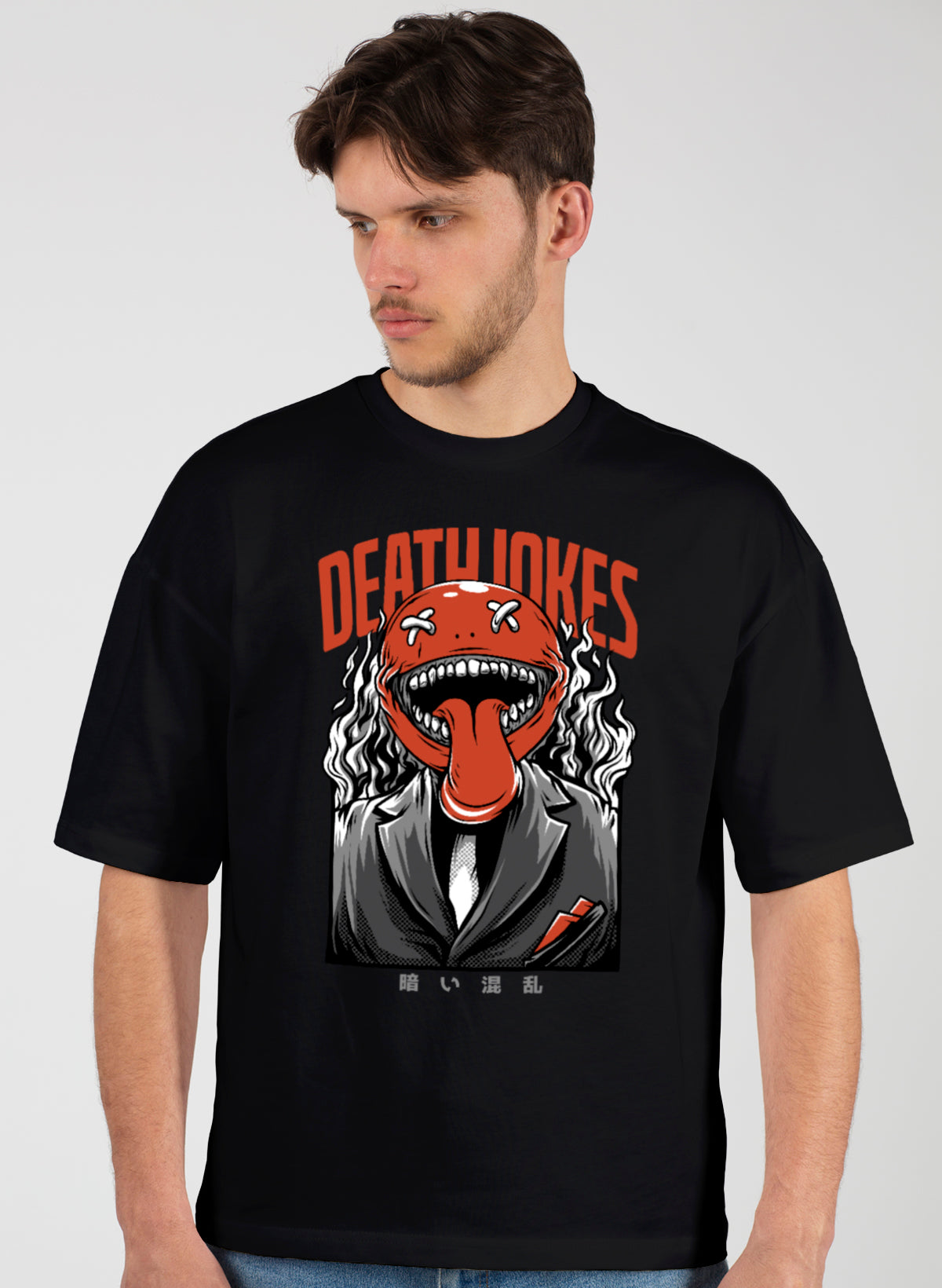 DEATH JOKES COTTON OVERSIZED T-SHIRT