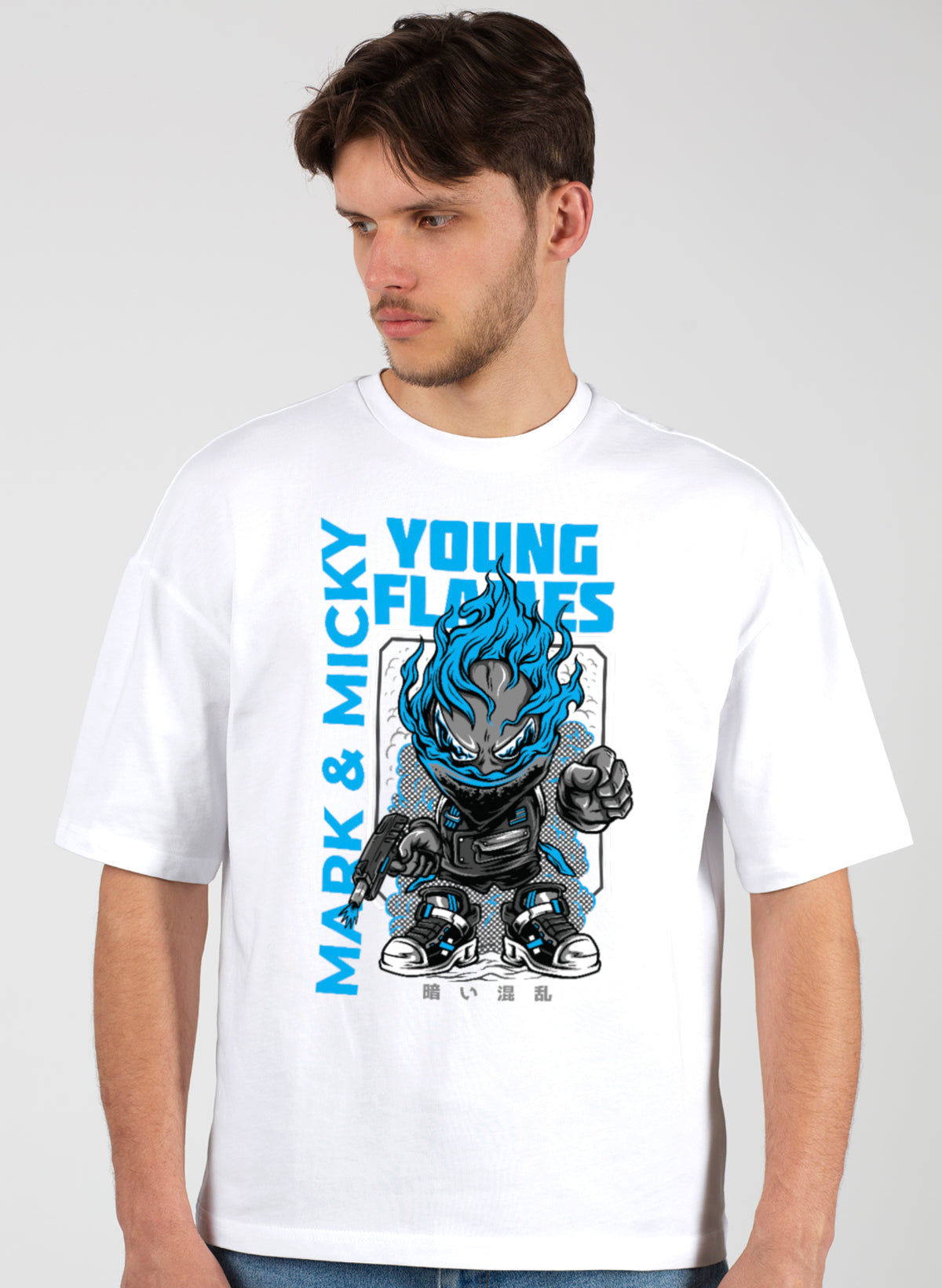 YOUNG FLAMES COTTON OVERSIZED T-SHIRT