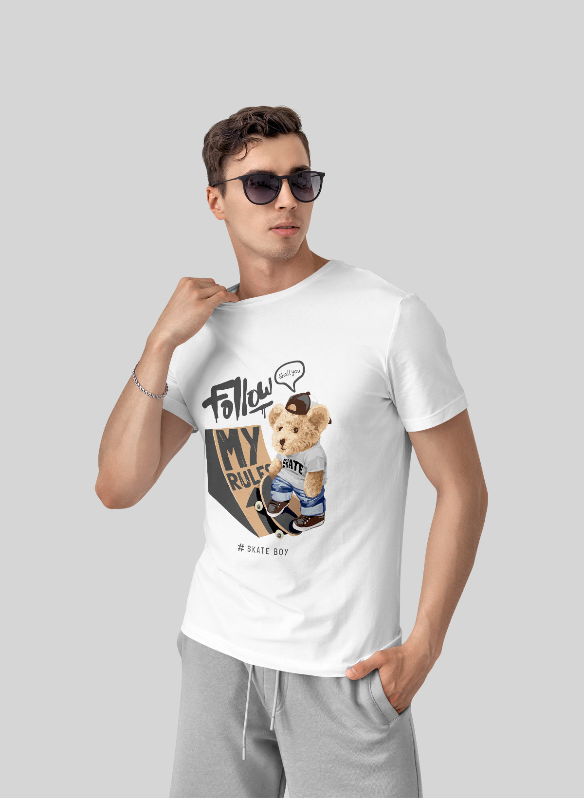 TEDDY SHREDDER FOLLOW MY RULES CREW NECK T-SHIRT