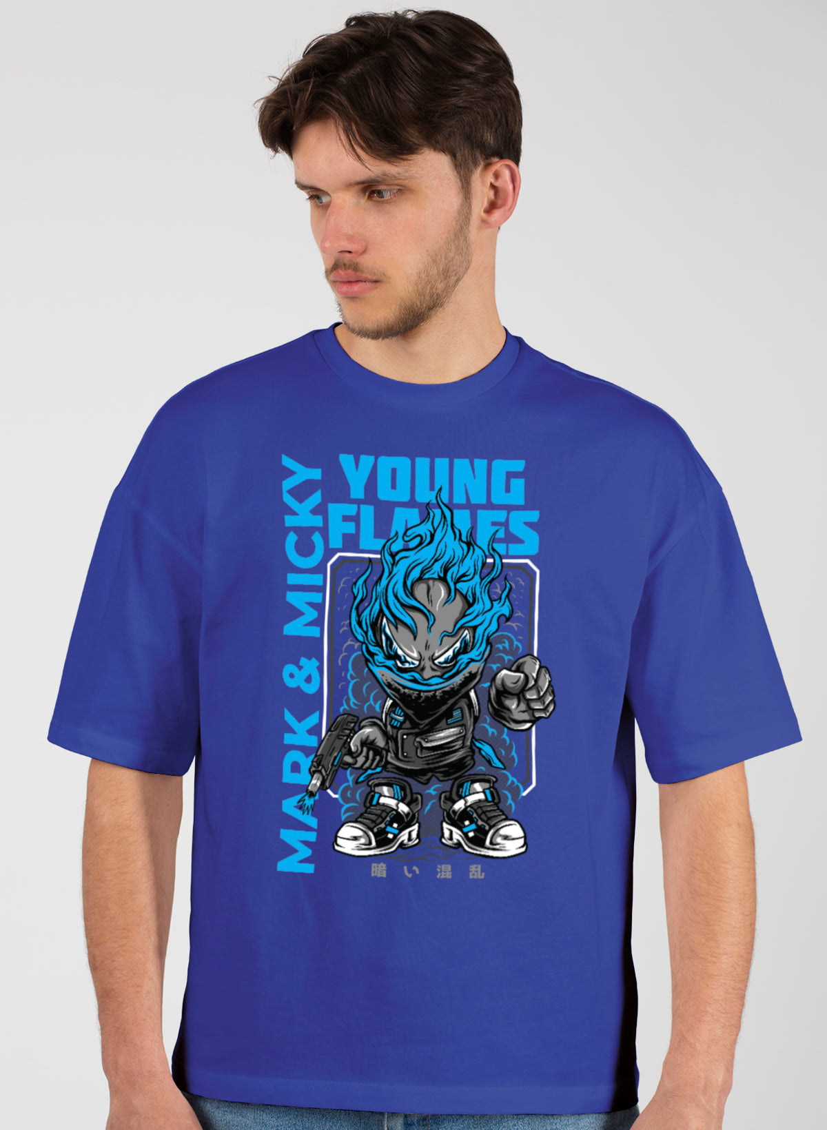 YOUNG FLAMES COTTON OVERSIZED T-SHIRT