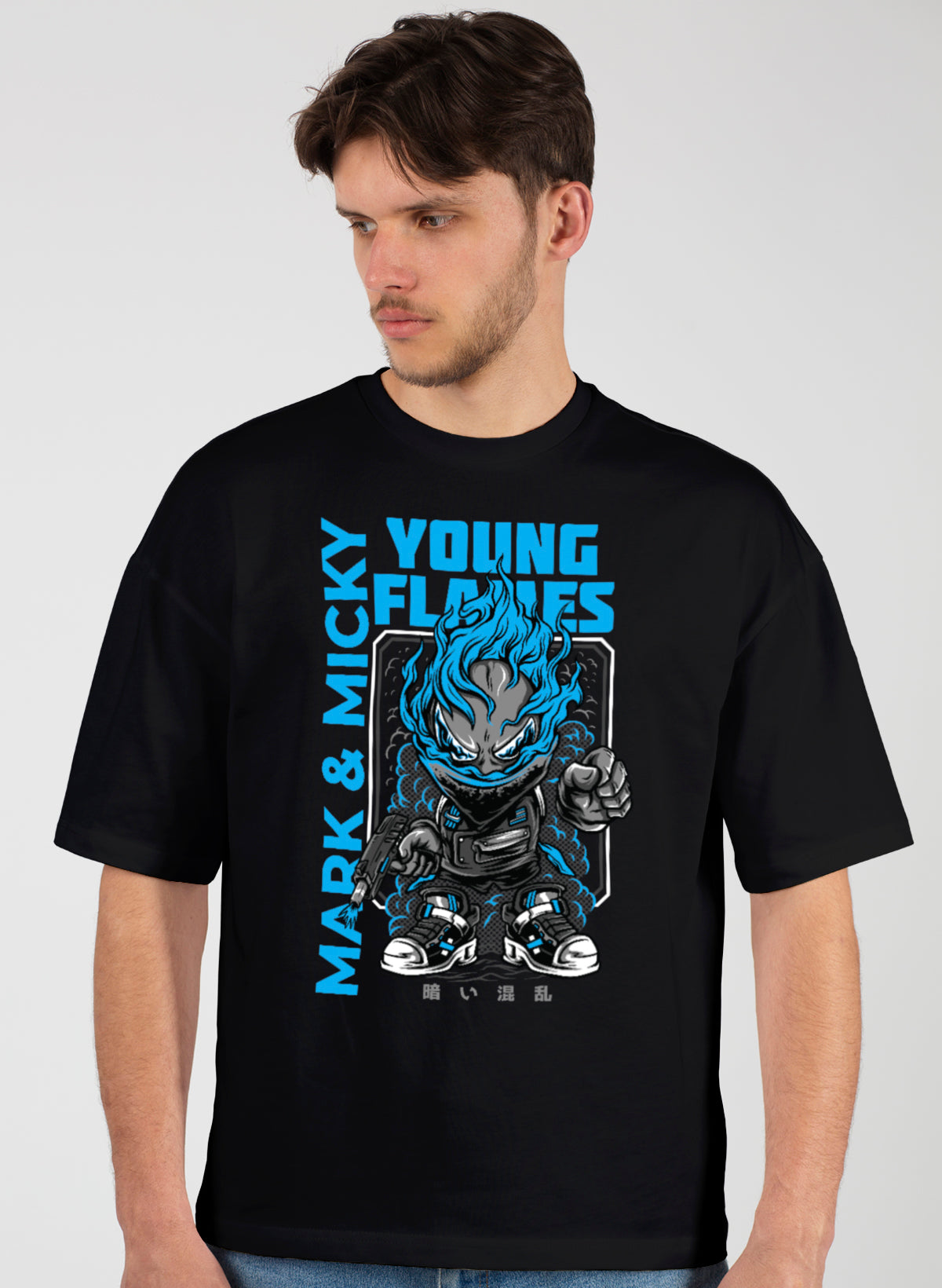 YOUNG FLAMES COTTON OVERSIZED T-SHIRT