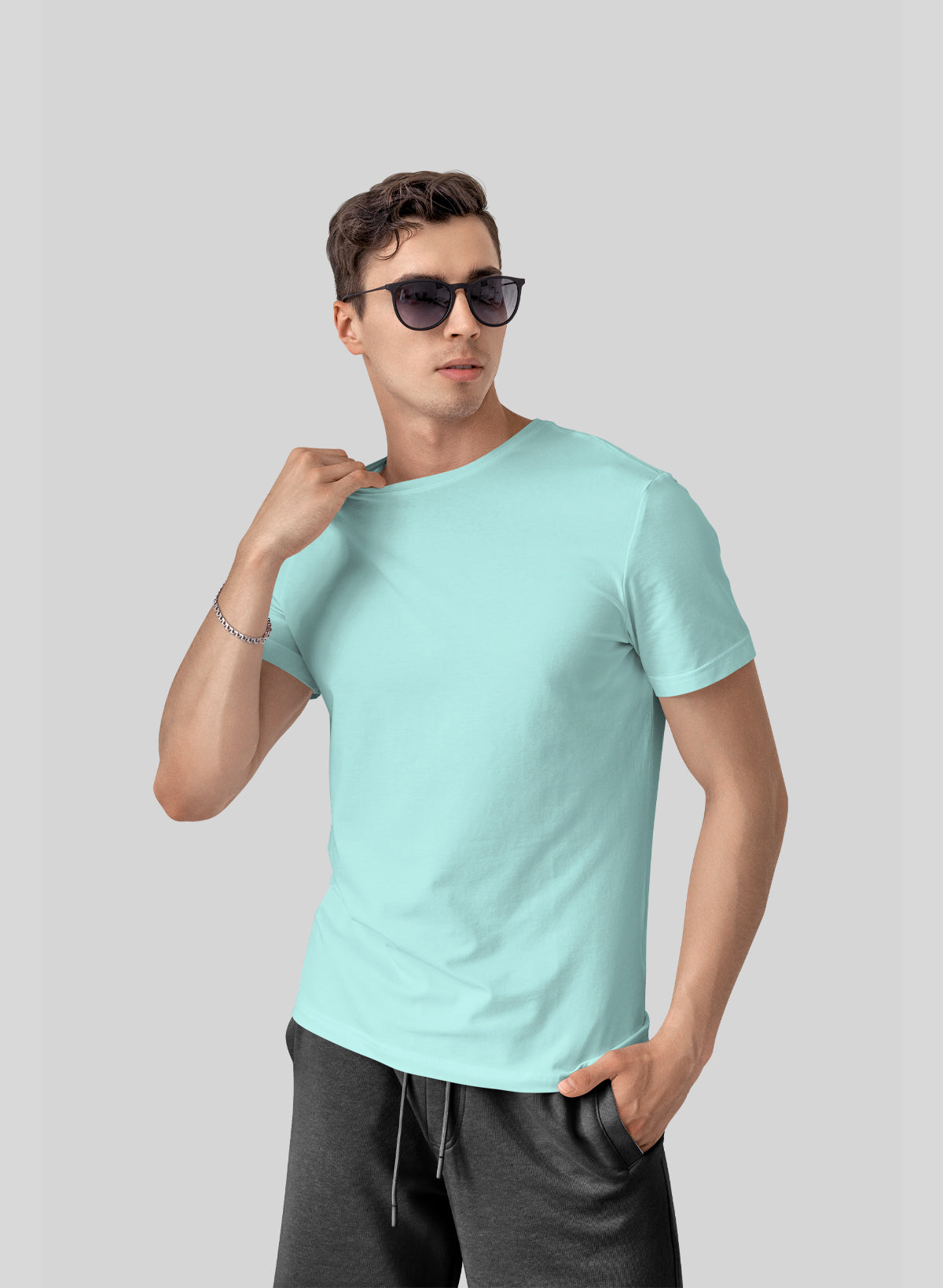 MINT COTTON CREW NECK SOLID T-SHIRT