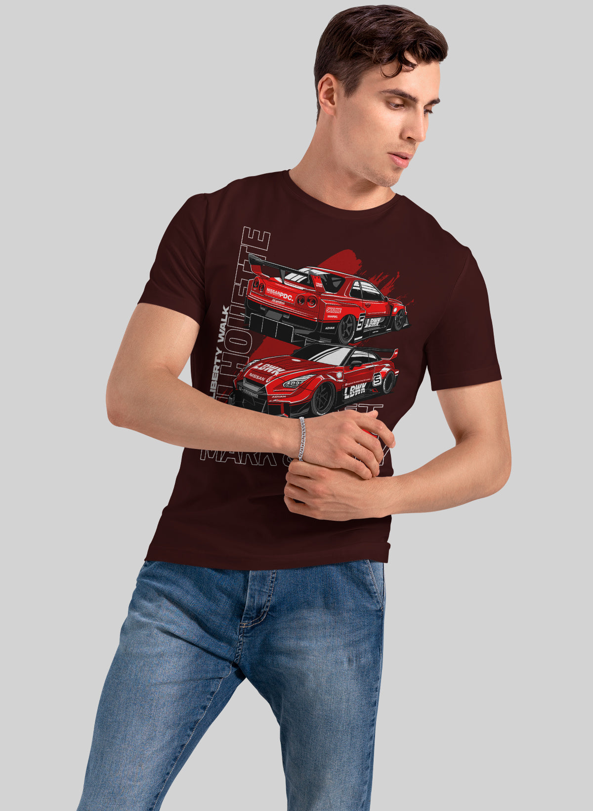 SKYLINE LEGACY GTR EVOLUTION IN RED CREW NECK T-SHIRT