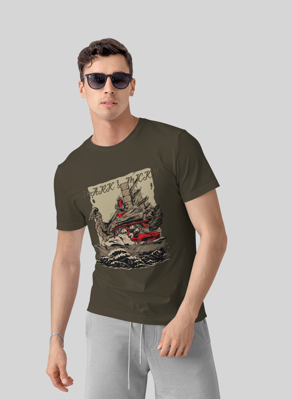 WARSHIP ON THE SEA CREW NECK T-SHIRT