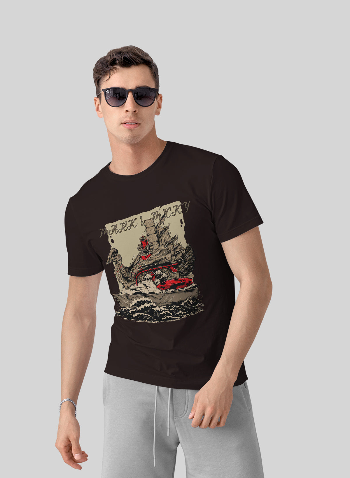 WARSHIP ON THE SEA CREW NECK T-SHIRT