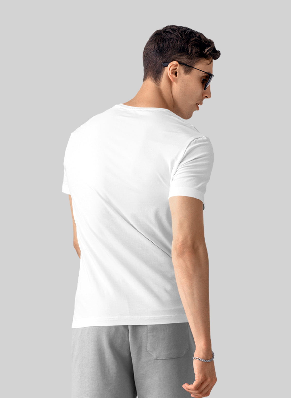 WHITE COTTON CREW NECK SOLID T-SHIRT