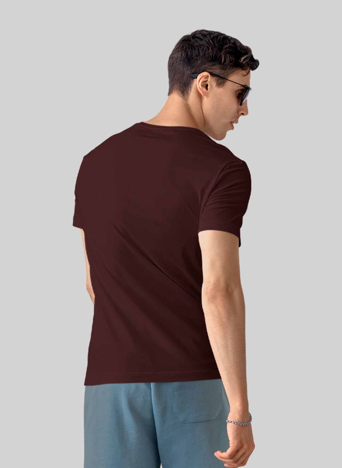 MAROON COTTON CREW NECK SOLID T-SHIRT