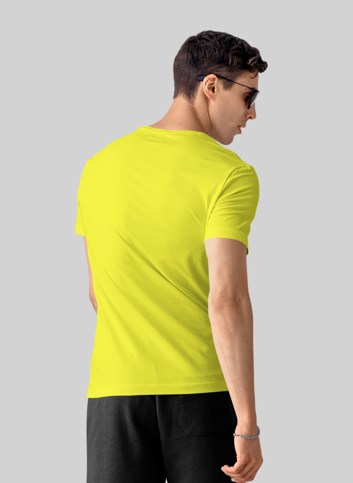 LIME YELLOW COTTON CREW NECK SOLID T-SHIRT