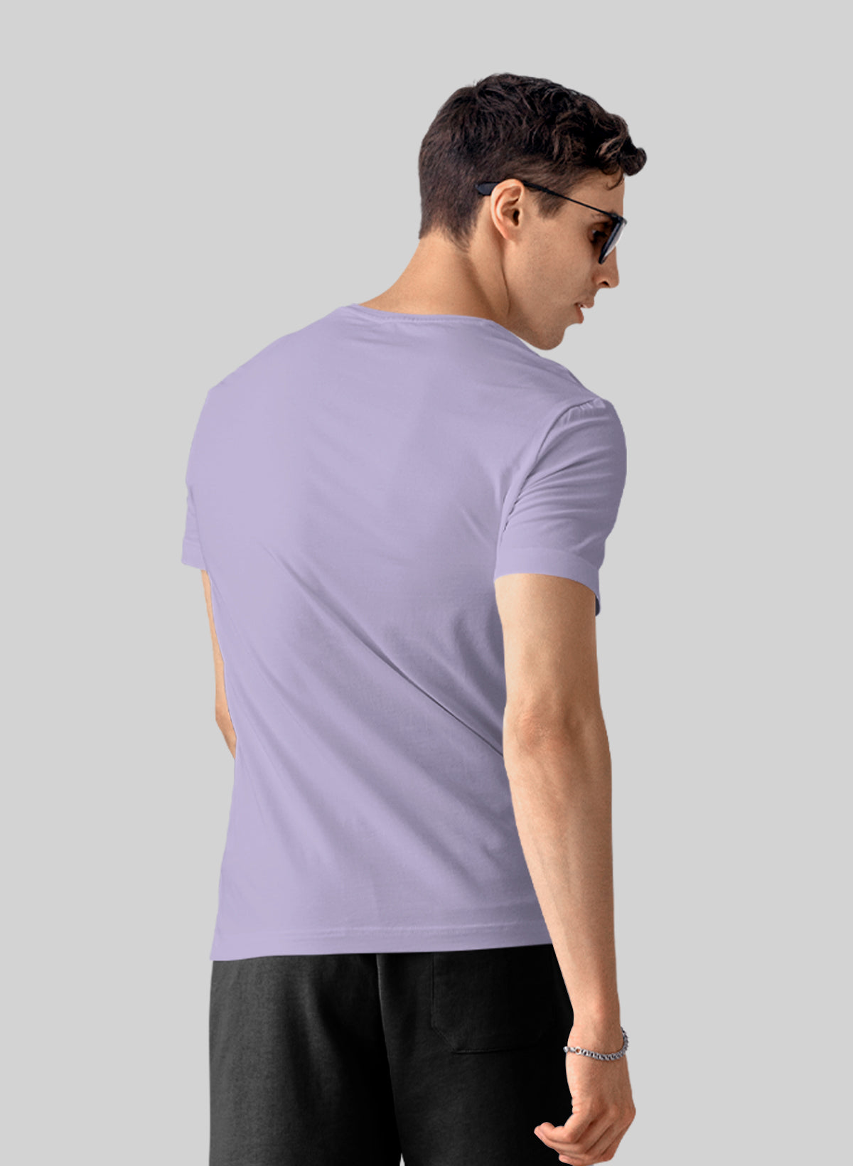 LAVENDER COTTON CREW NECK SOLID T-SHIRT