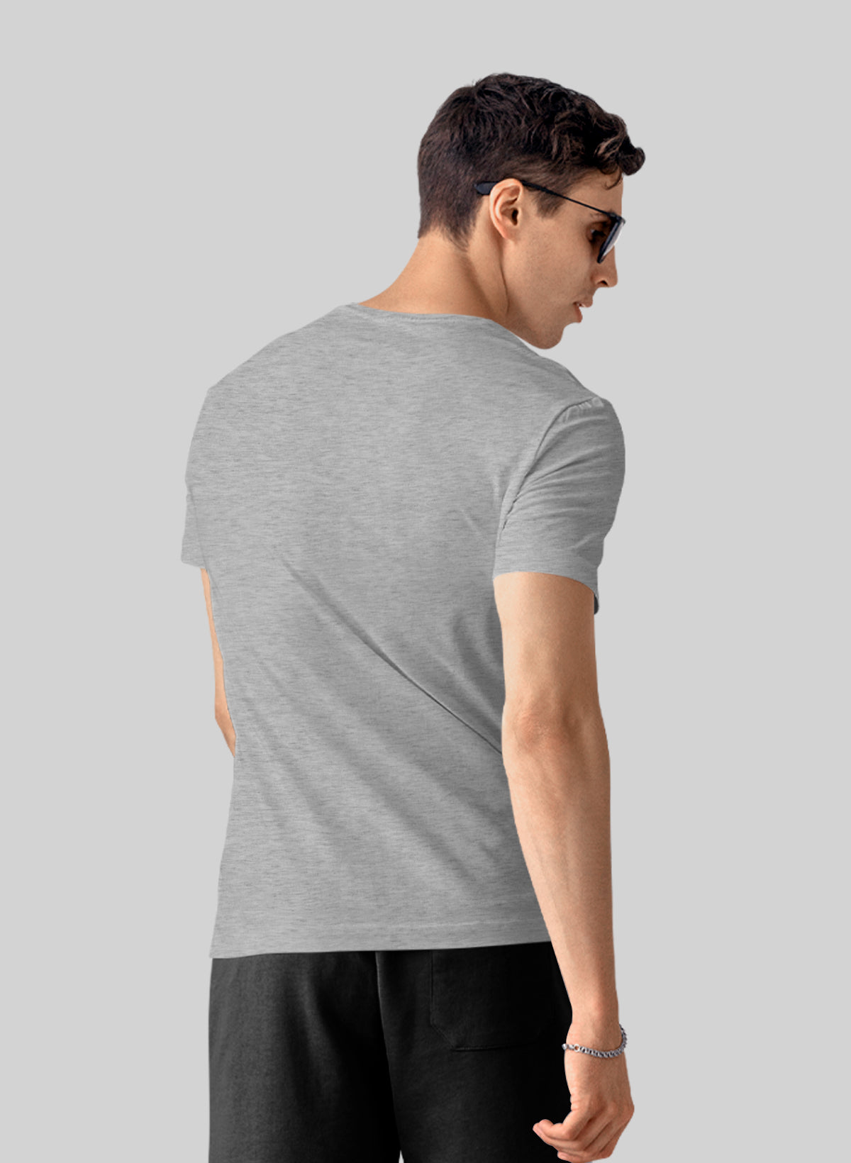 GREY COTTON CREW NECK SOLID T-SHIRT