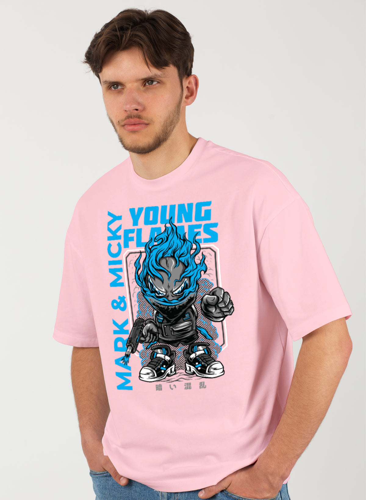 YOUNG FLAMES COTTON OVERSIZED T-SHIRT