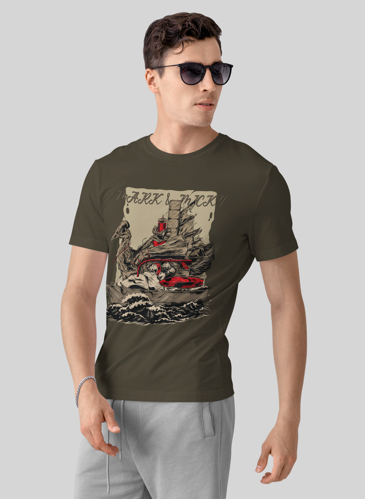 WARSHIP ON THE SEA CREW NECK T-SHIRT