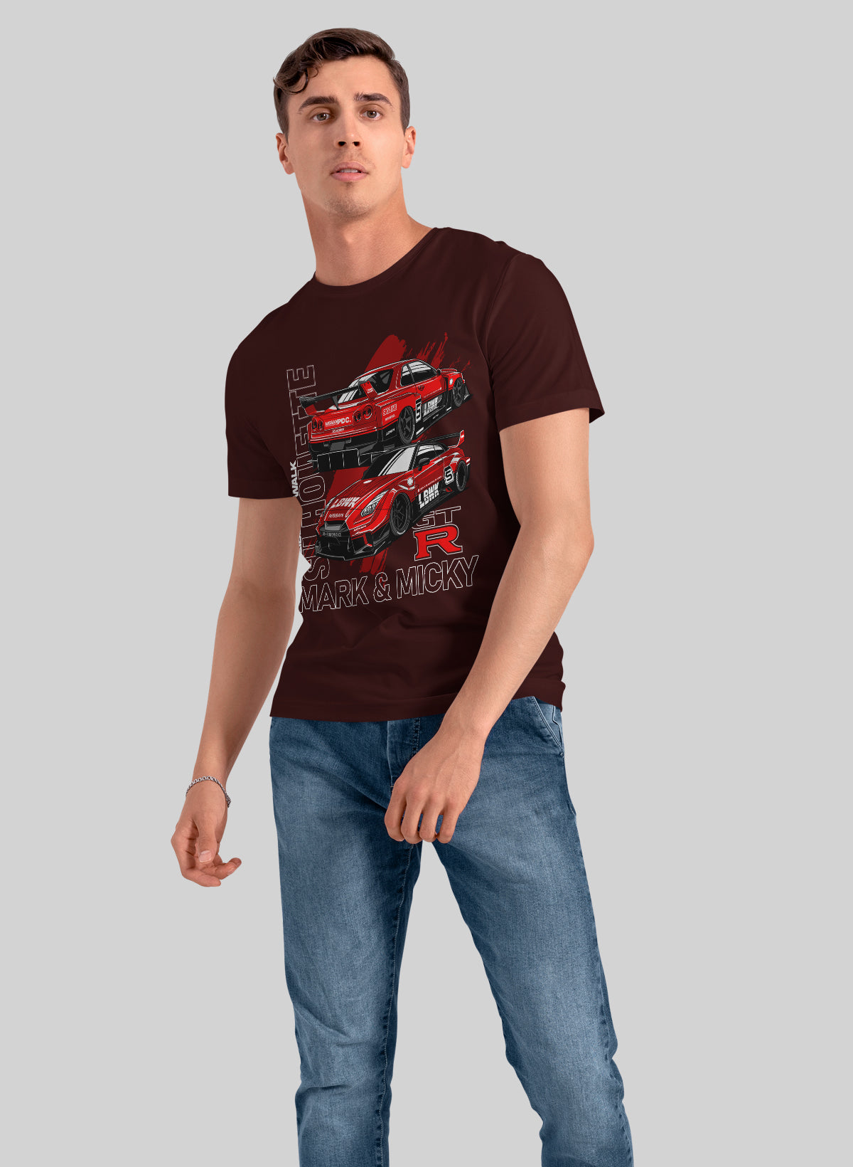 SKYLINE LEGACY GTR EVOLUTION IN RED CREW NECK T-SHIRT