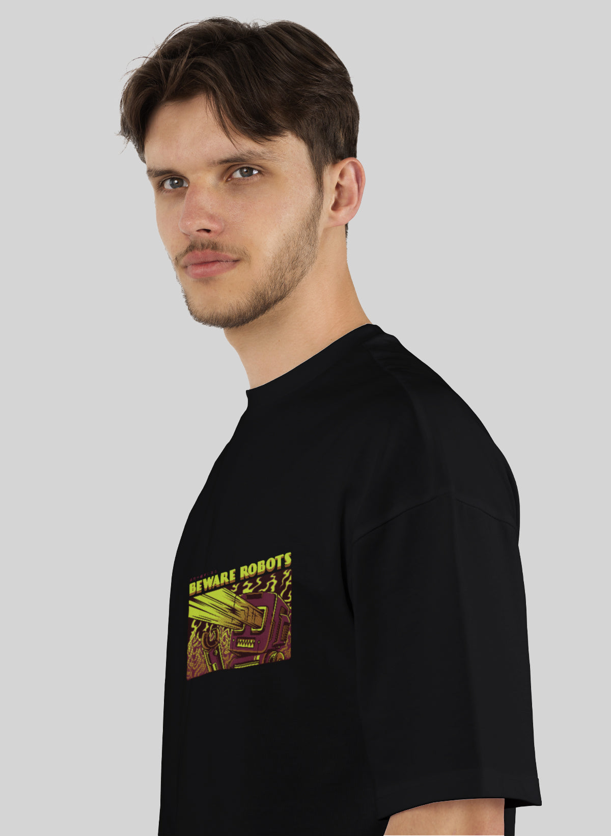 BEWARE ROBOTS COTTON OVERSIZED T-SHIRT