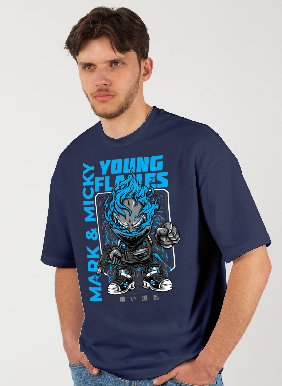 YOUNG FLAMES COTTON OVERSIZED T-SHIRT