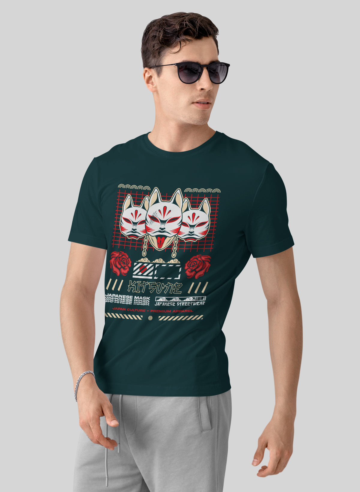 KITSUNE STREETWEAR CREW NECK T-SHIRT