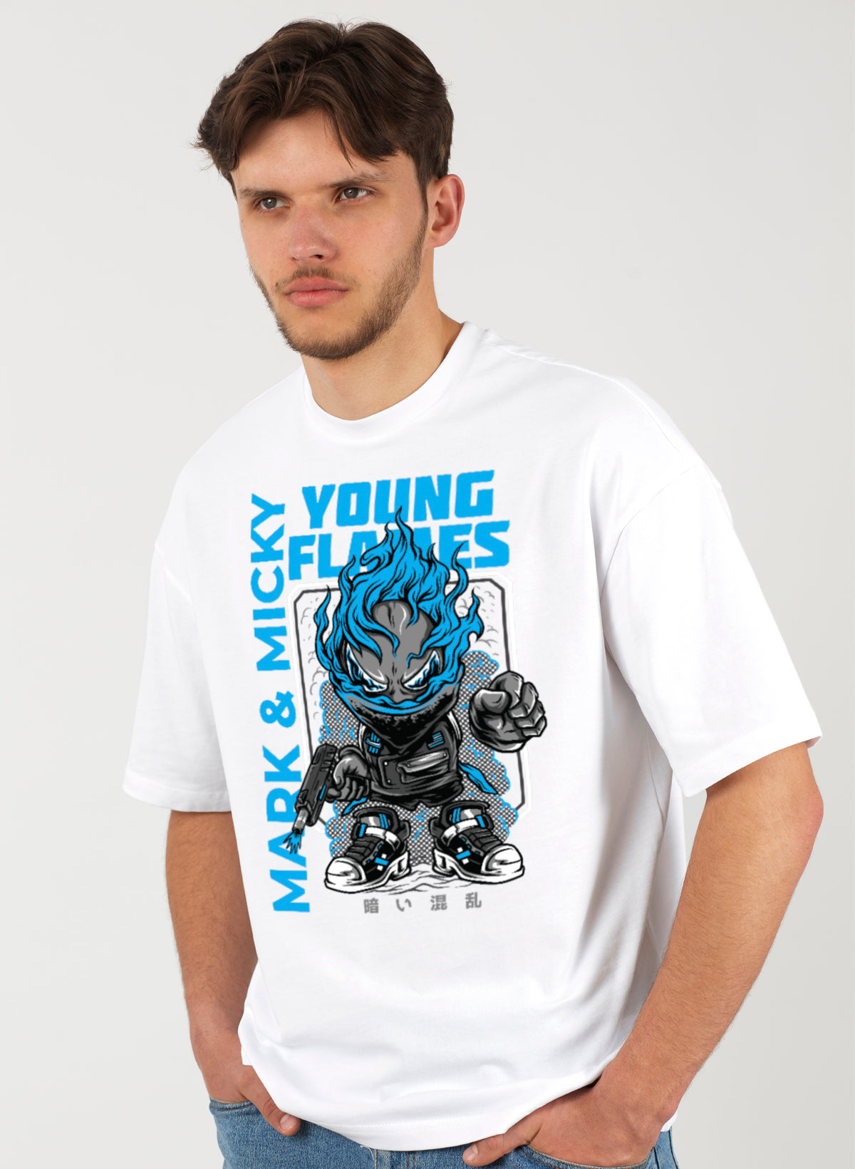 YOUNG FLAMES COTTON OVERSIZED T-SHIRT