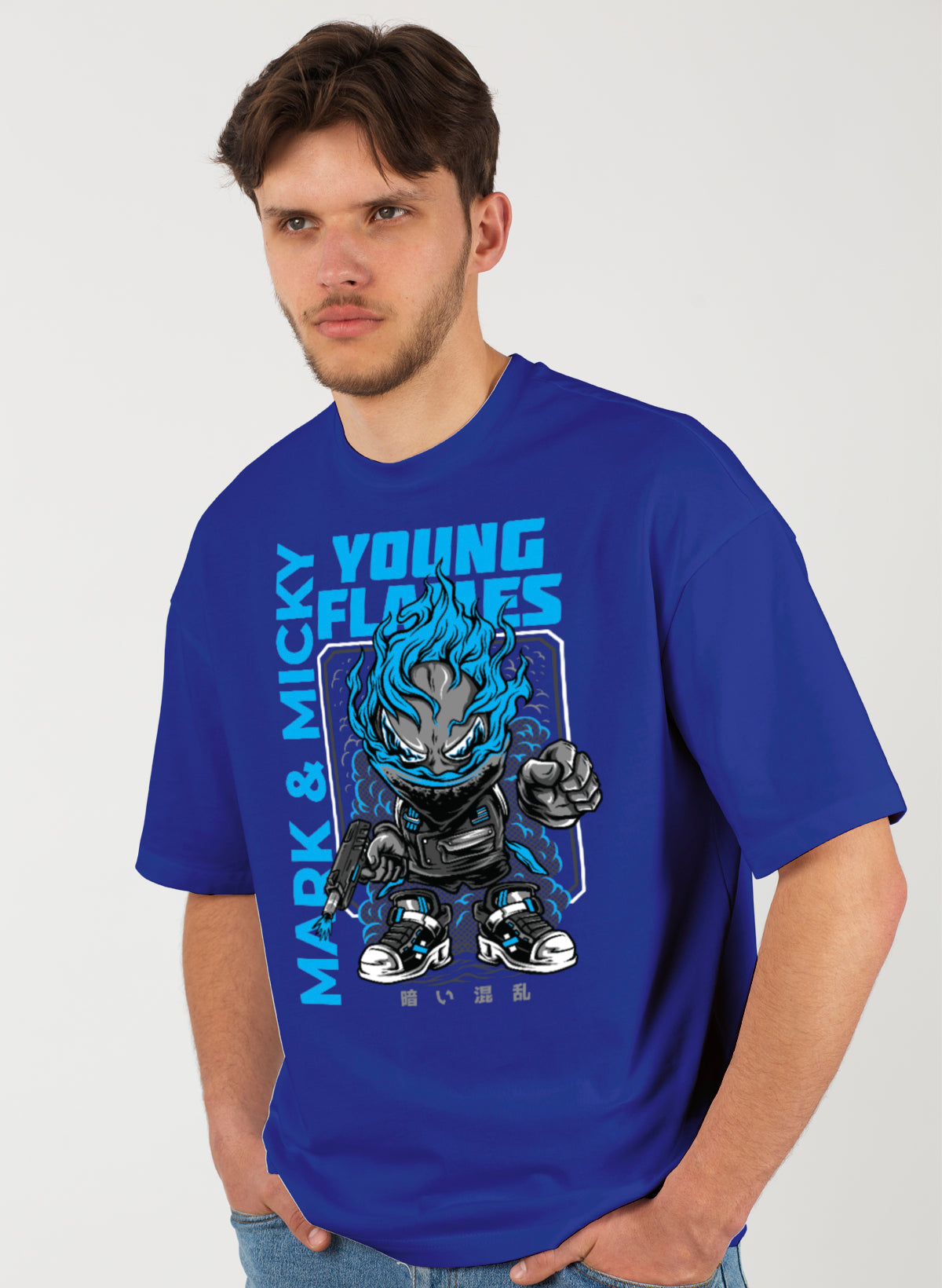 YOUNG FLAMES COTTON OVERSIZED T-SHIRT