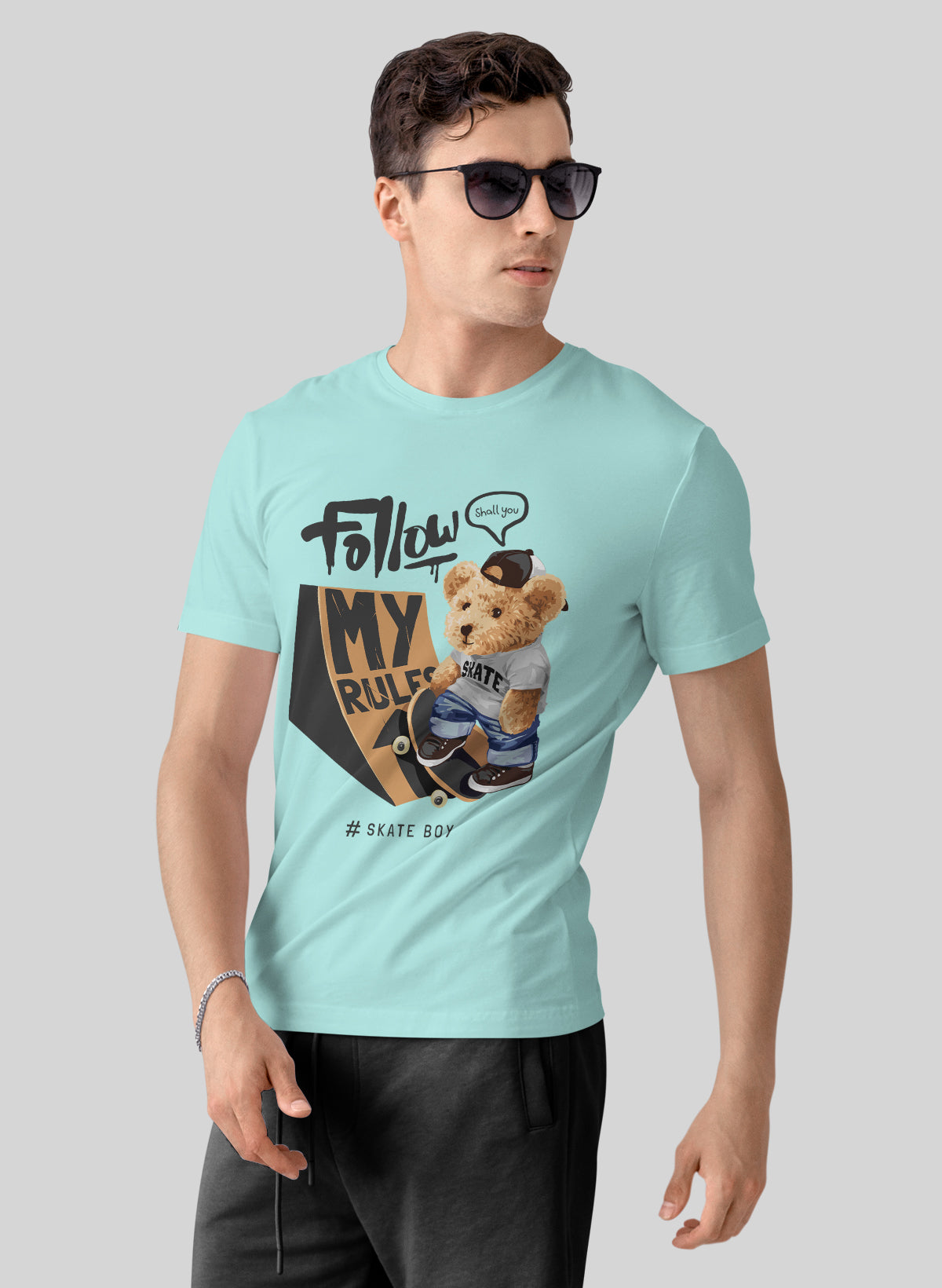 TEDDY SHREDDER FOLLOW MY RULES CREW NECK T-SHIRT