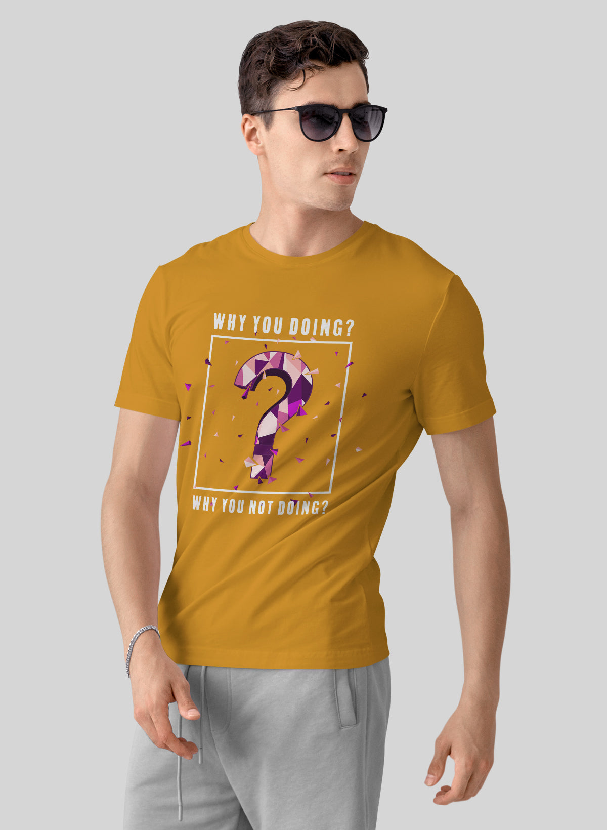 WHY YOU DOING OR NOT THE BOLD QUESTION CREW NECK T-SHIRT