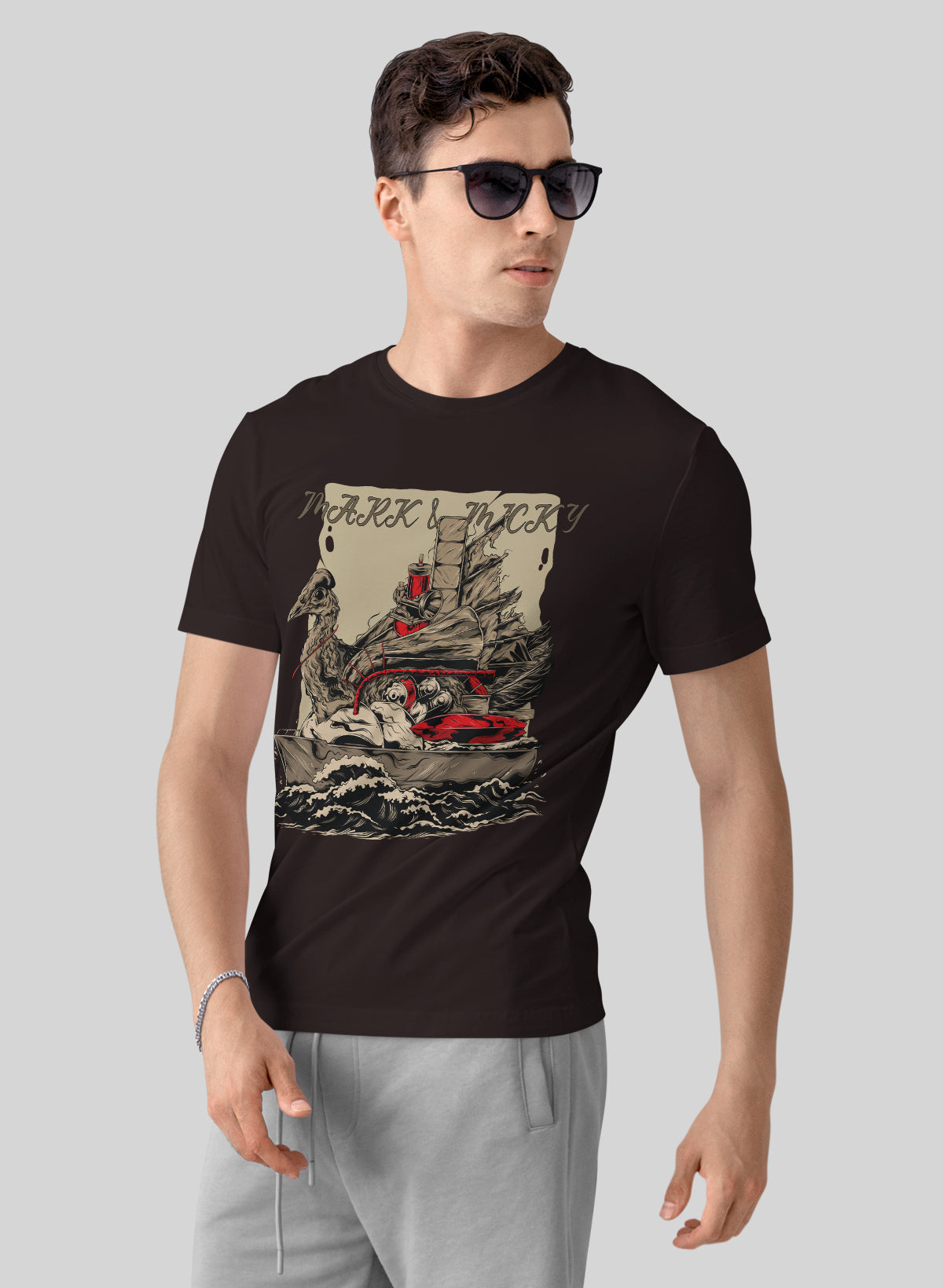 WARSHIP ON THE SEA CREW NECK T-SHIRT