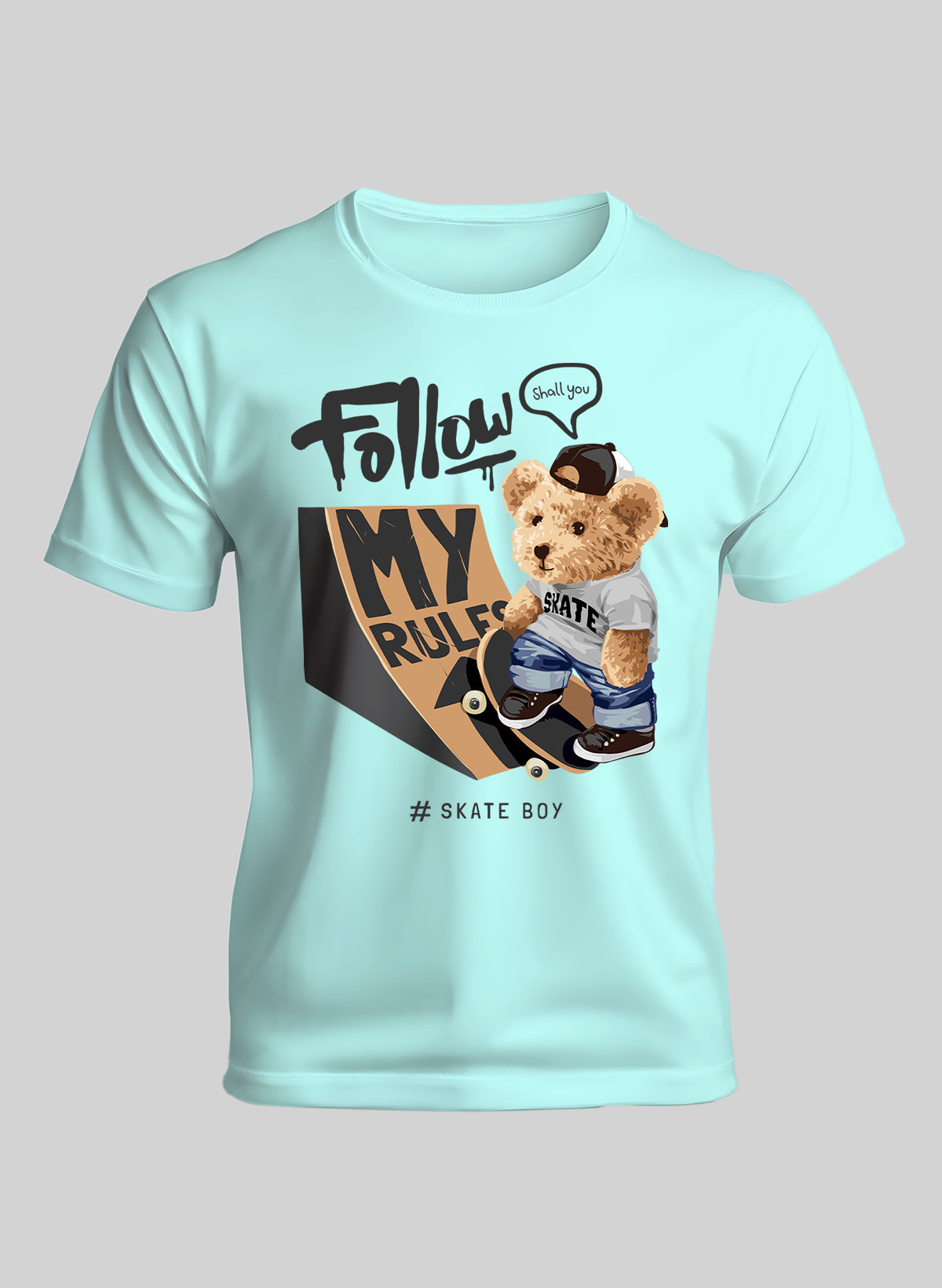 TEDDY SHREDDER FOLLOW MY RULES CREW NECK T-SHIRT