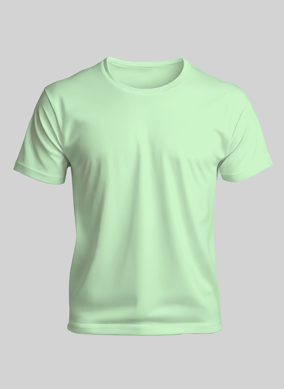 SOFT GREEN COTTON CREW NECK SOLID T-SHIRT