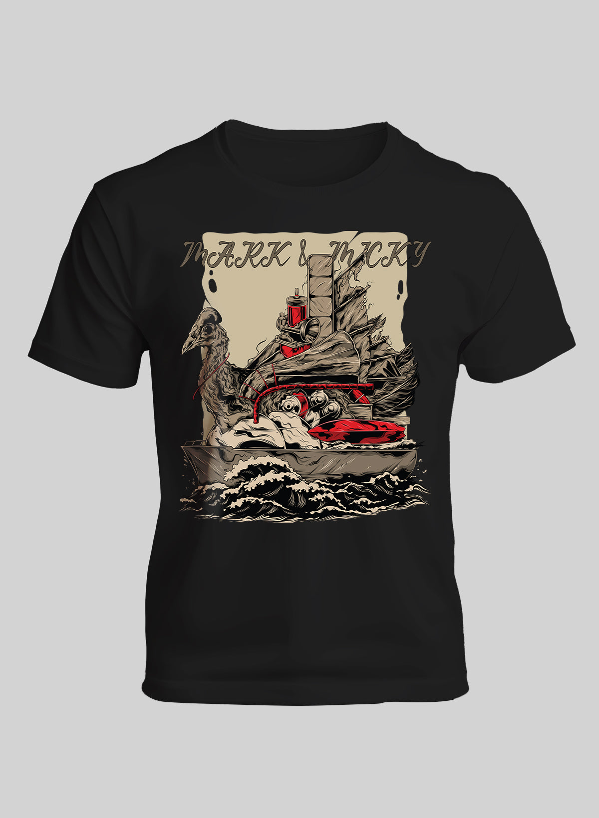 WARSHIP ON THE SEA CREW NECK T-SHIRT