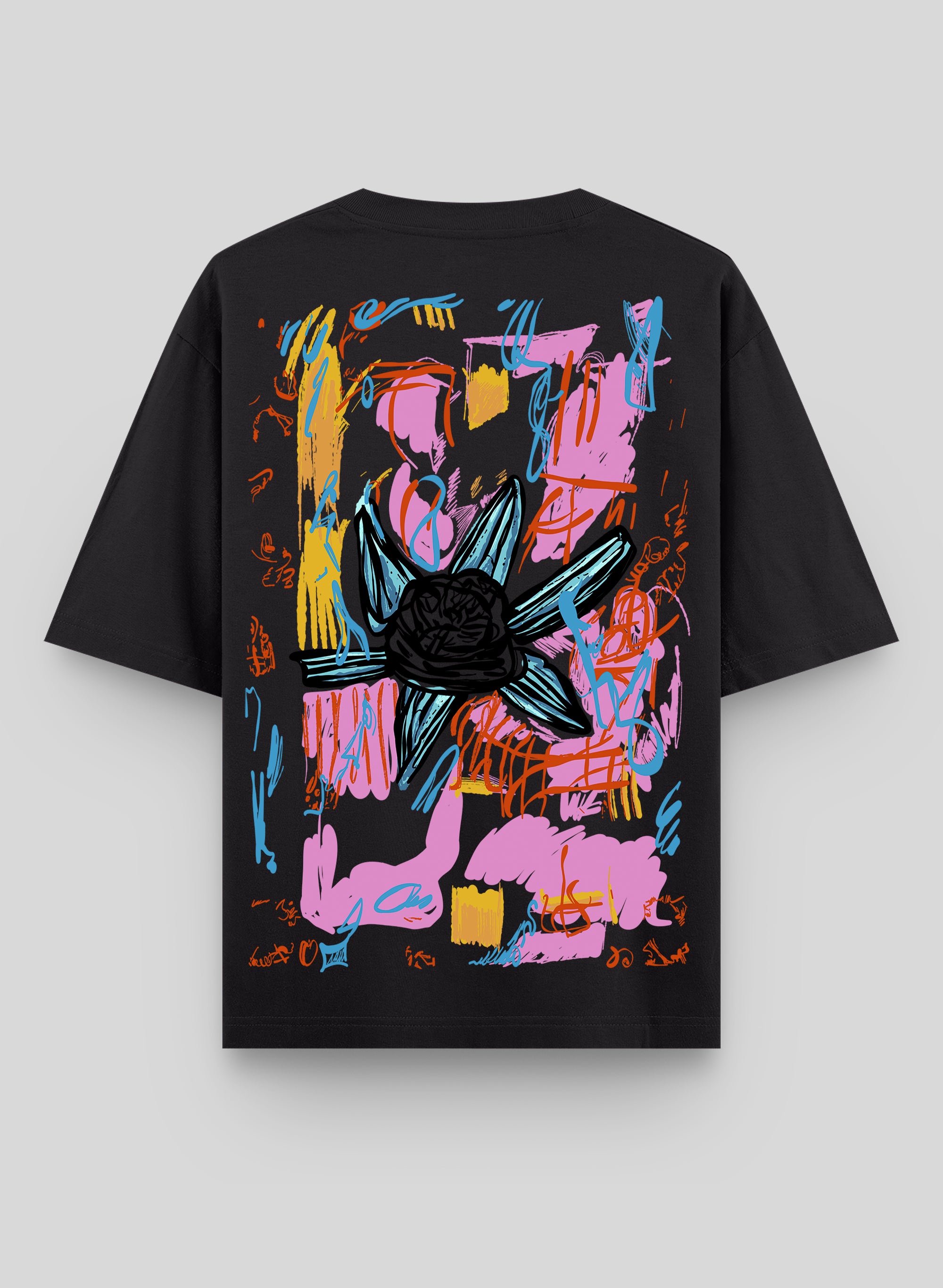 GRAFFITI ROSE COTTON OVERSIZED T-SHIRT
