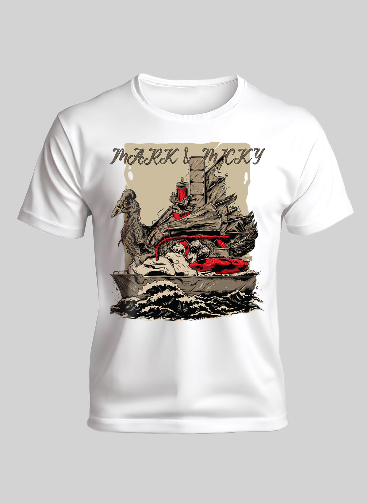 WARSHIP ON THE SEA CREW NECK T-SHIRT