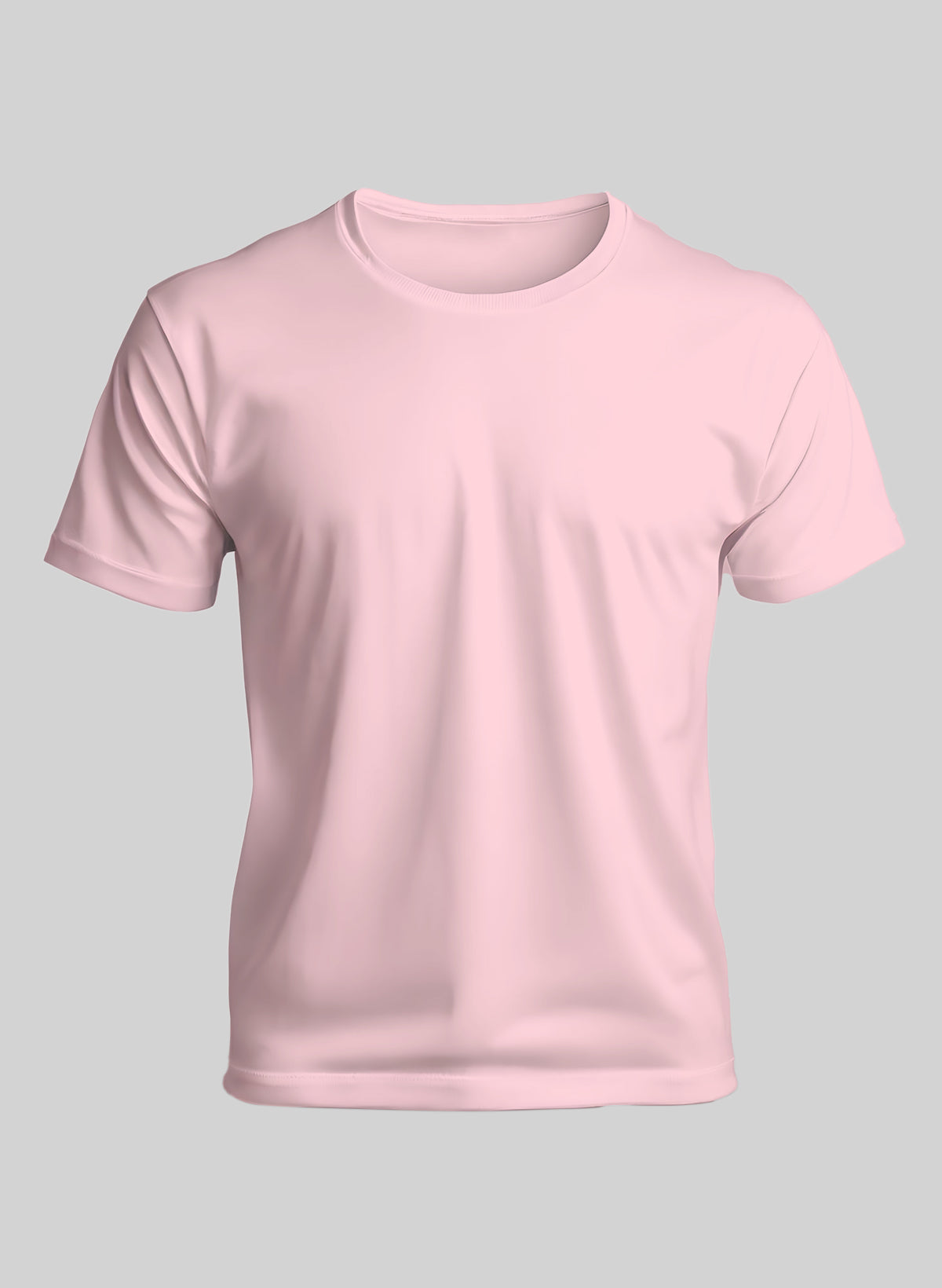 BABY PINK COTTON CREW NECK SOLID T-SHIRT