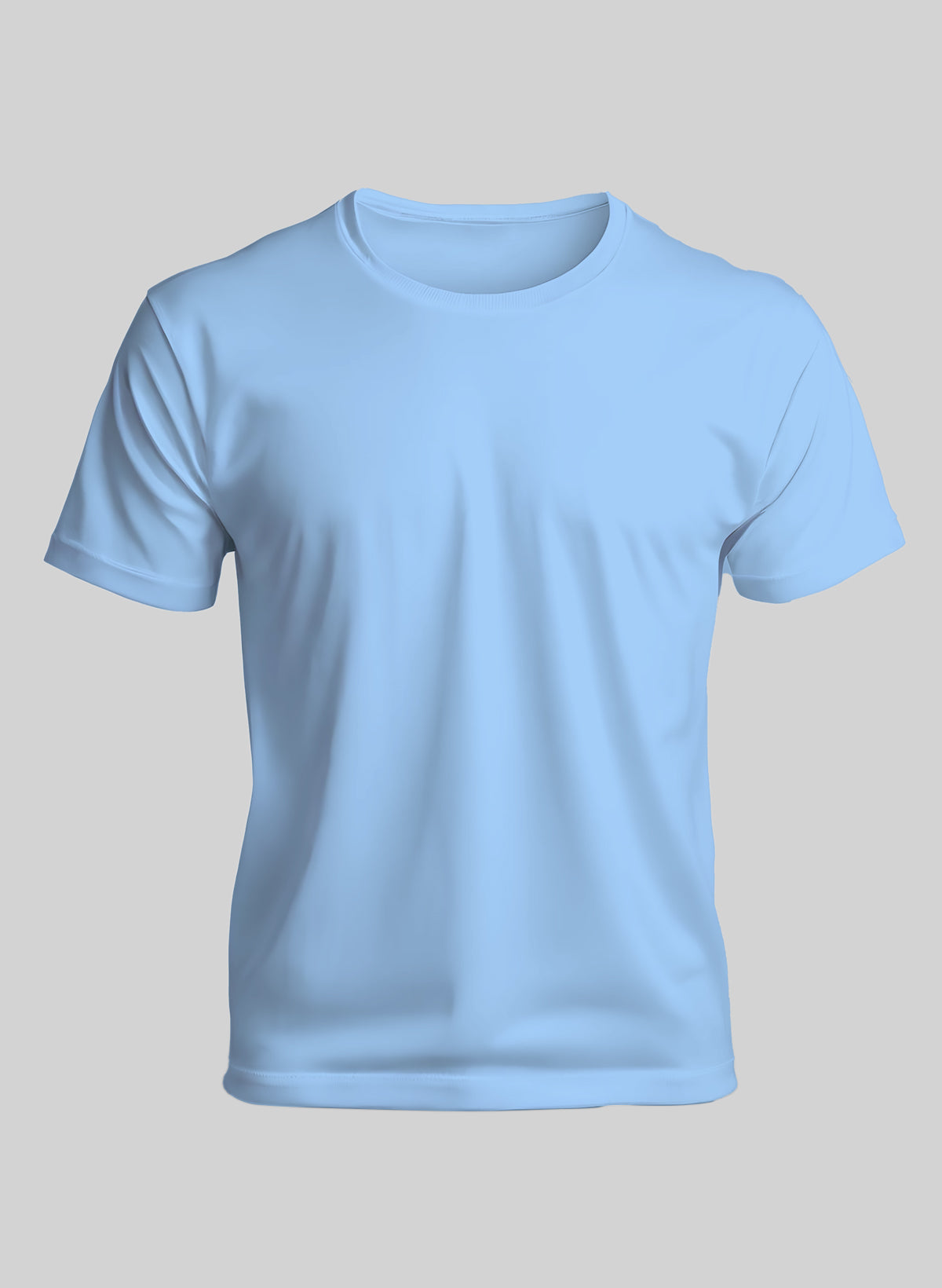 BABY BLUE COTTON CREW NECK SOLID T-SHIRT