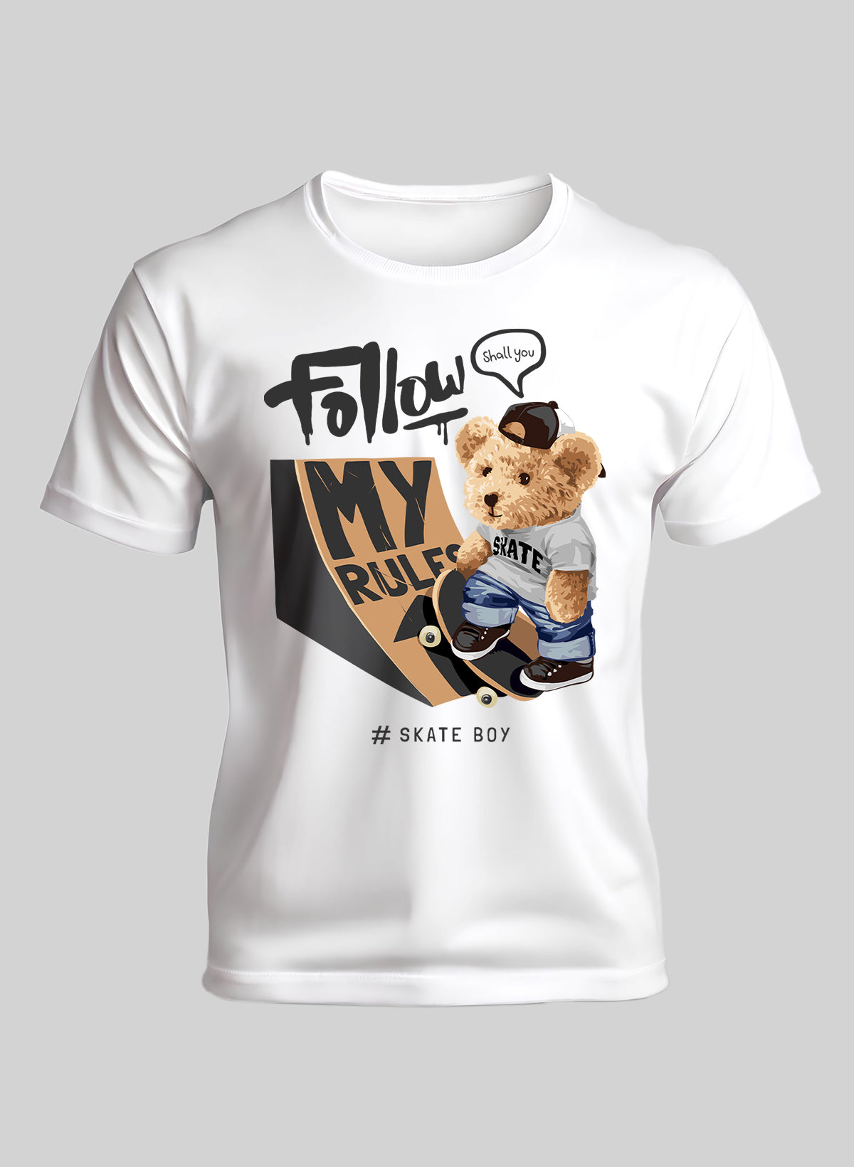 TEDDY SHREDDER FOLLOW MY RULES CREW NECK T-SHIRT