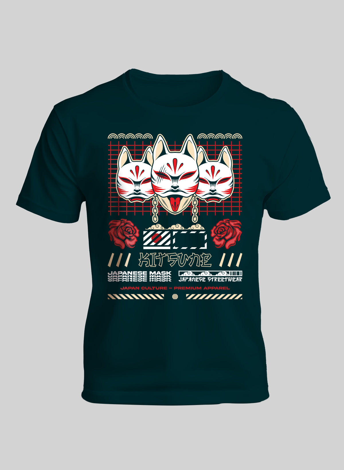 KITSUNE STREETWEAR CREW NECK T-SHIRT