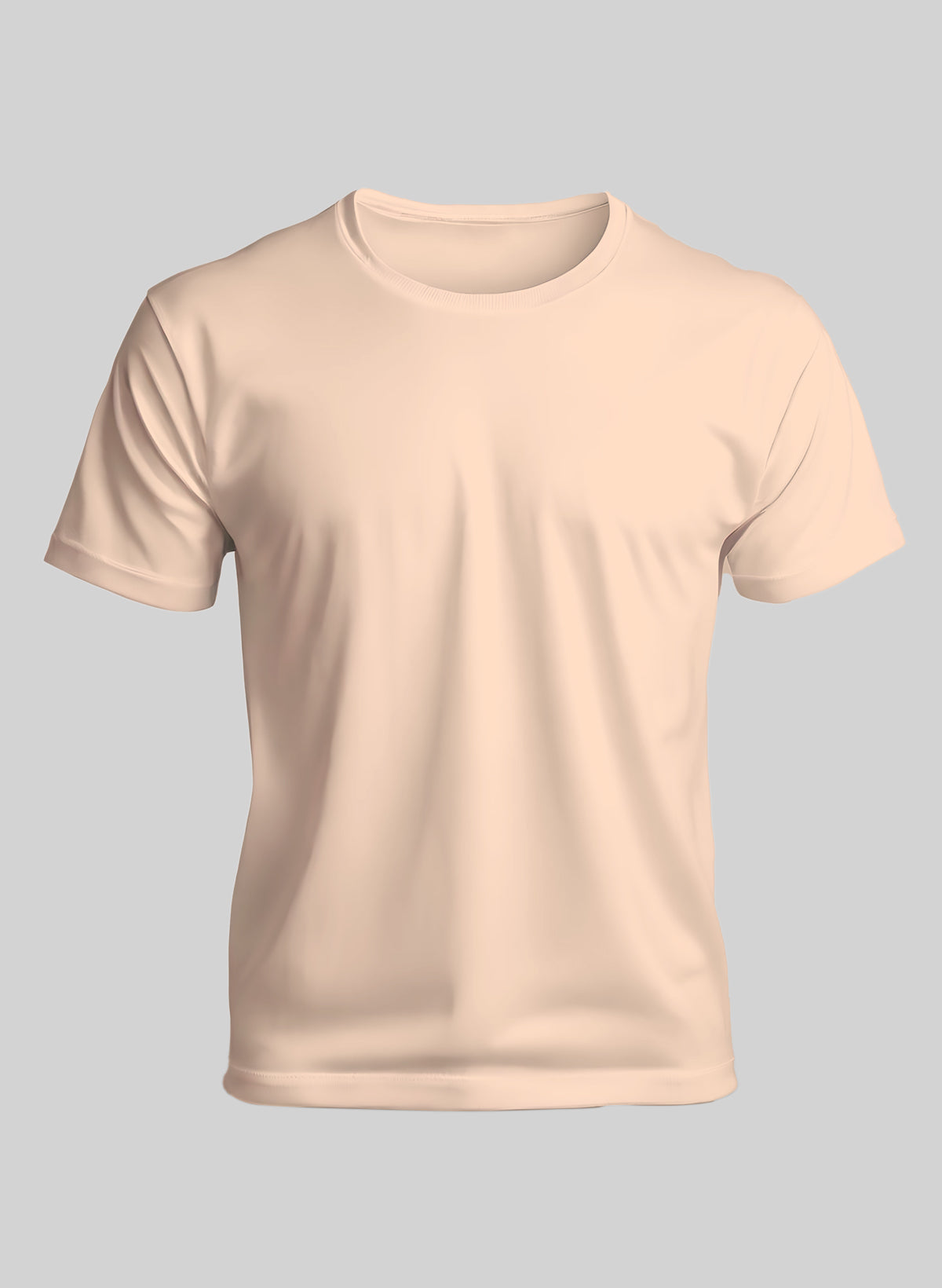 PEACH COTTON CREW NECK SOLID T-SHIRT